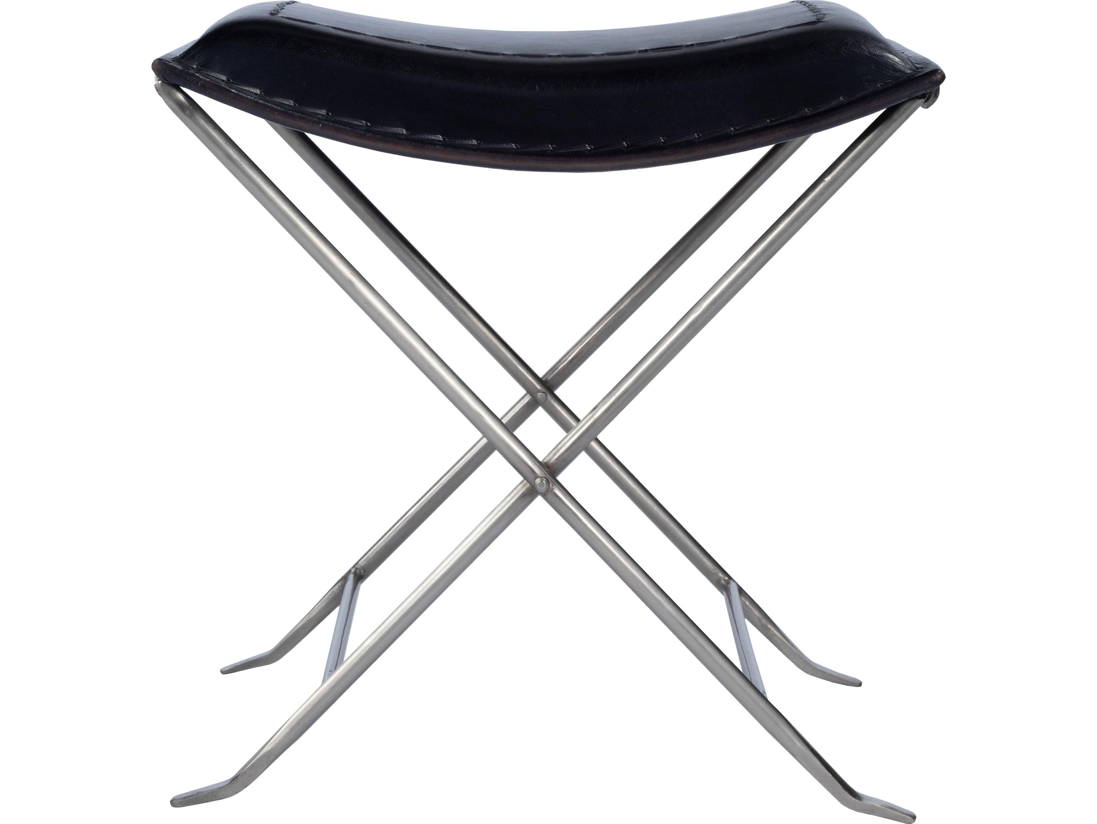 Butler Melton Black Leather Accent Stool