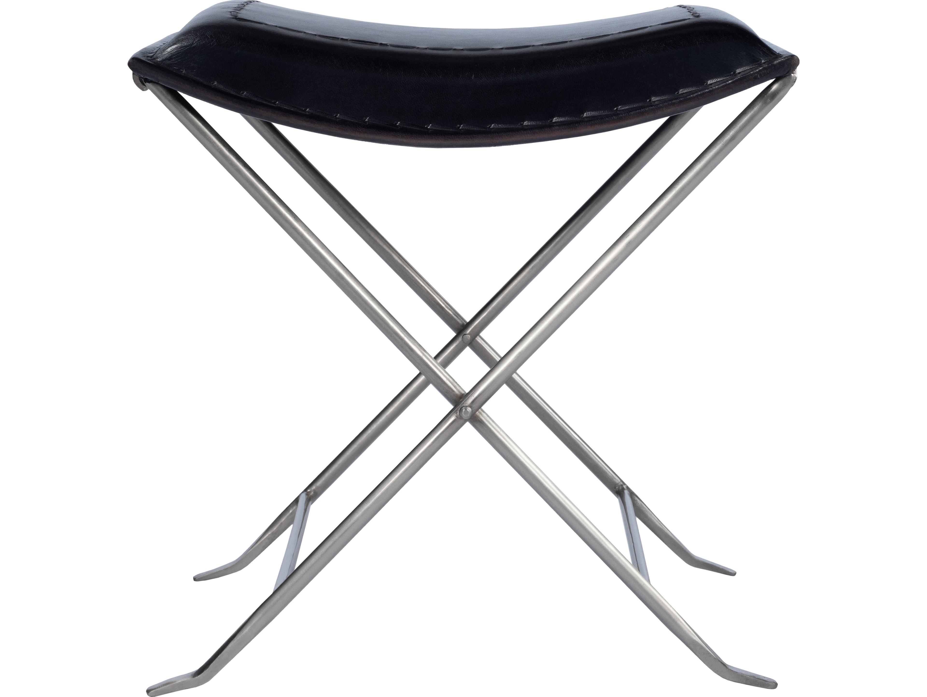 Butler Melton Black Leather Accent Stool