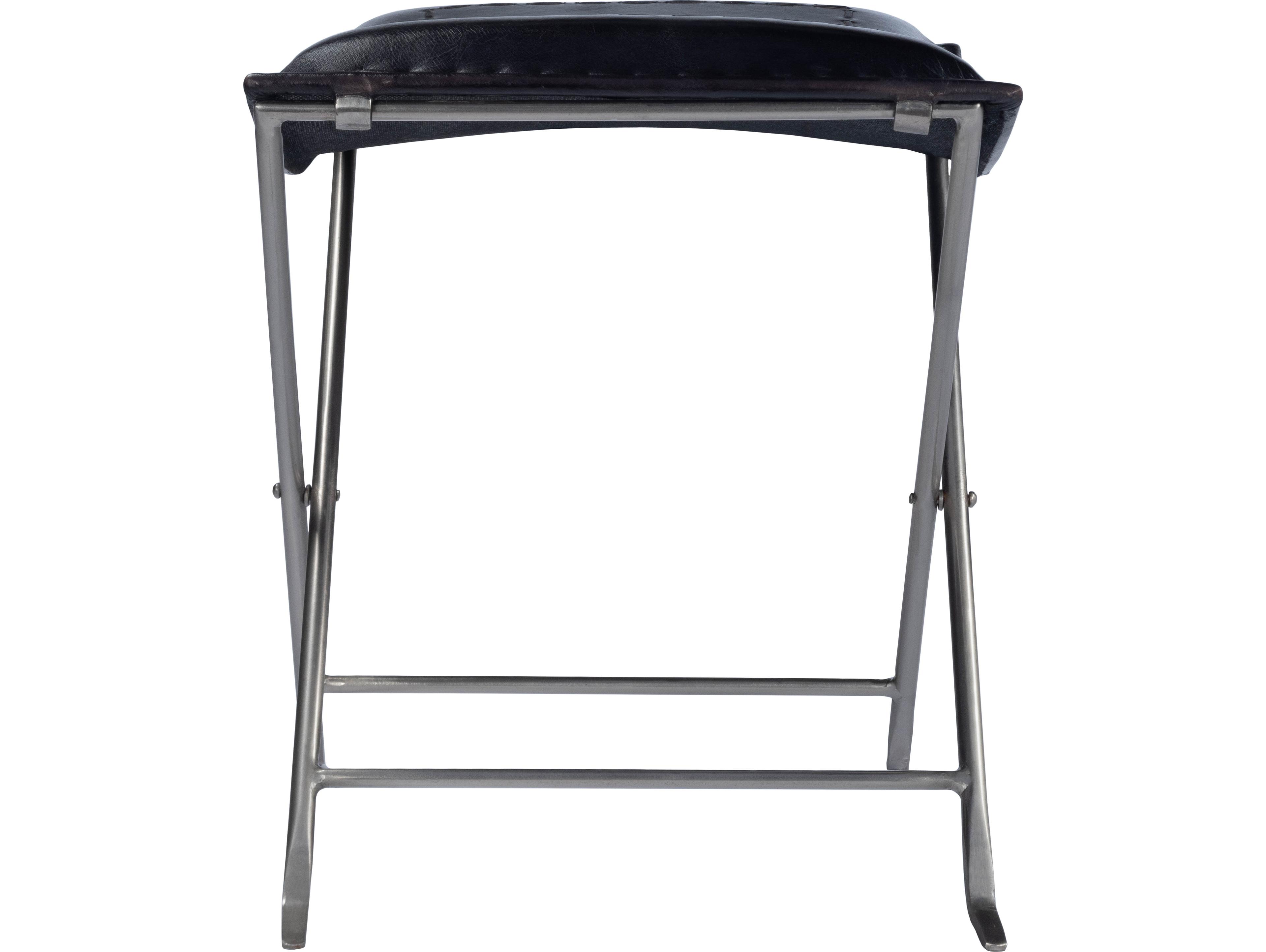 Butler Melton Black Leather Accent Stool