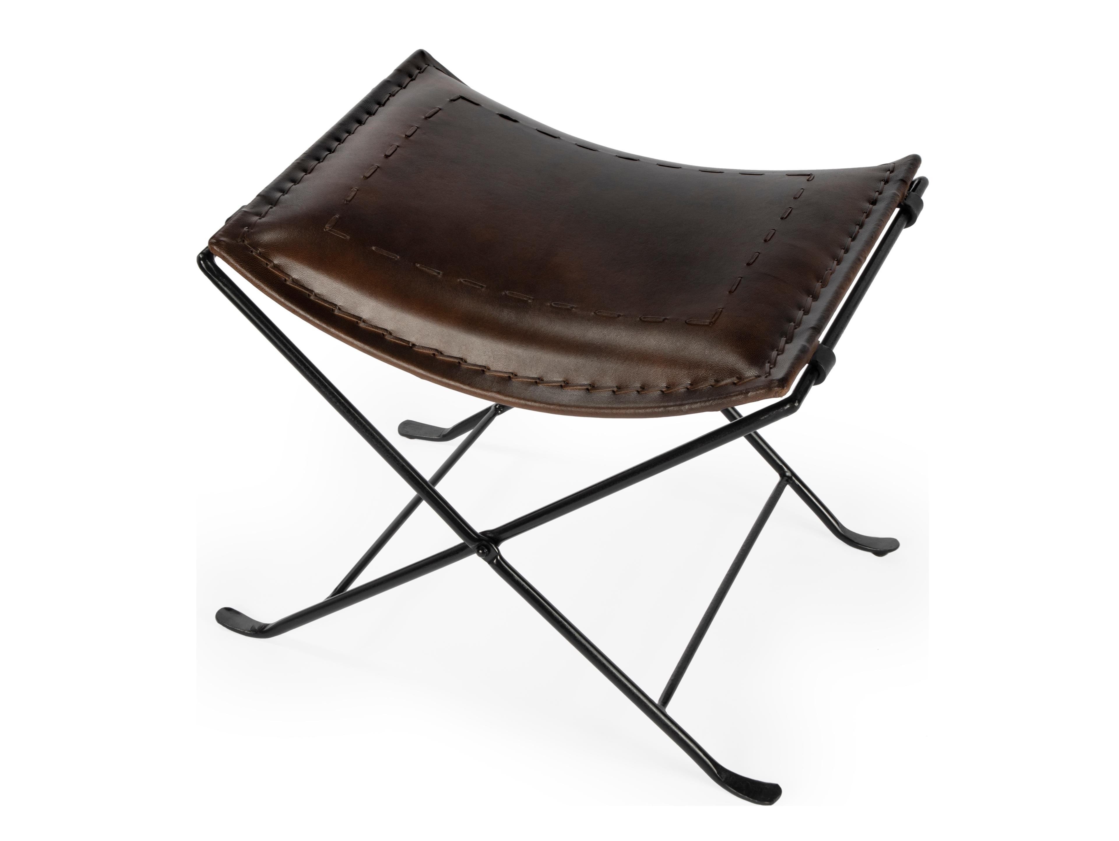 Butler Melton Chocolate Brown Leather Accent Stool