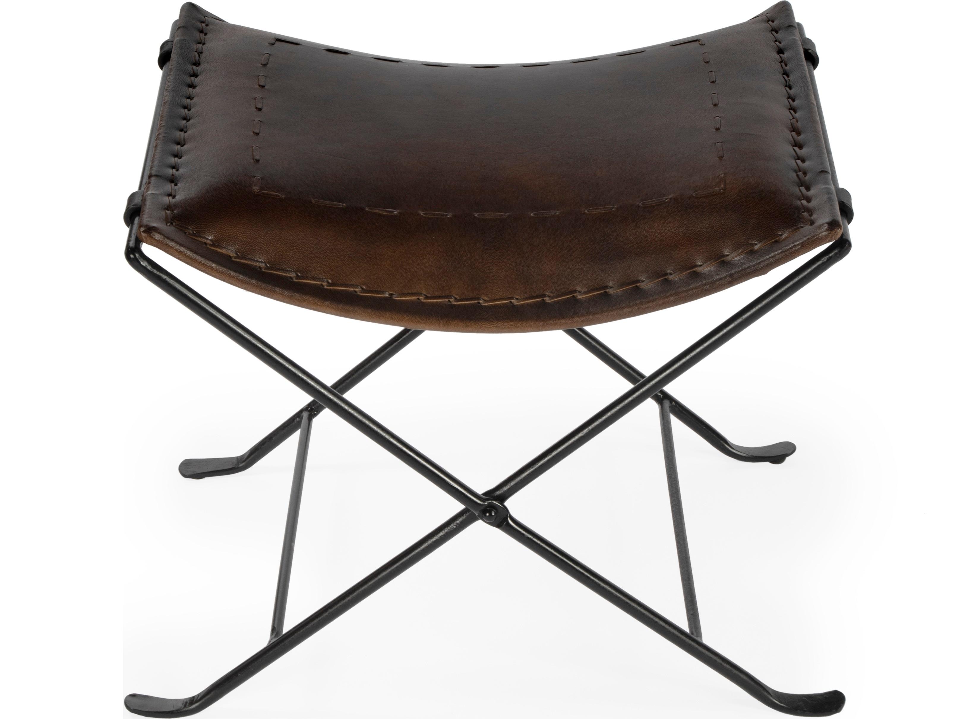 Butler Melton Chocolate Brown Leather Accent Stool