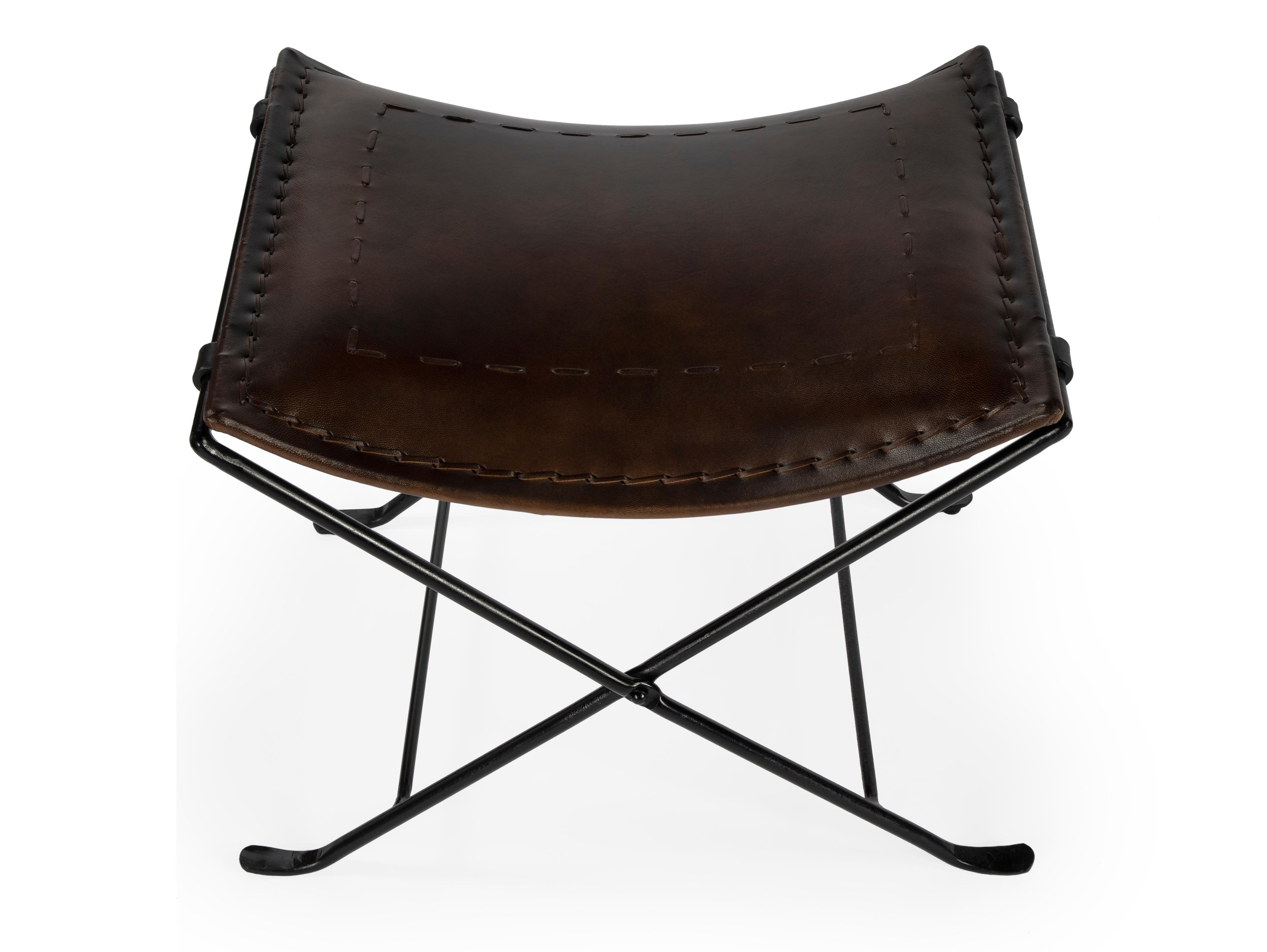 Butler Melton Chocolate Brown Leather Accent Stool