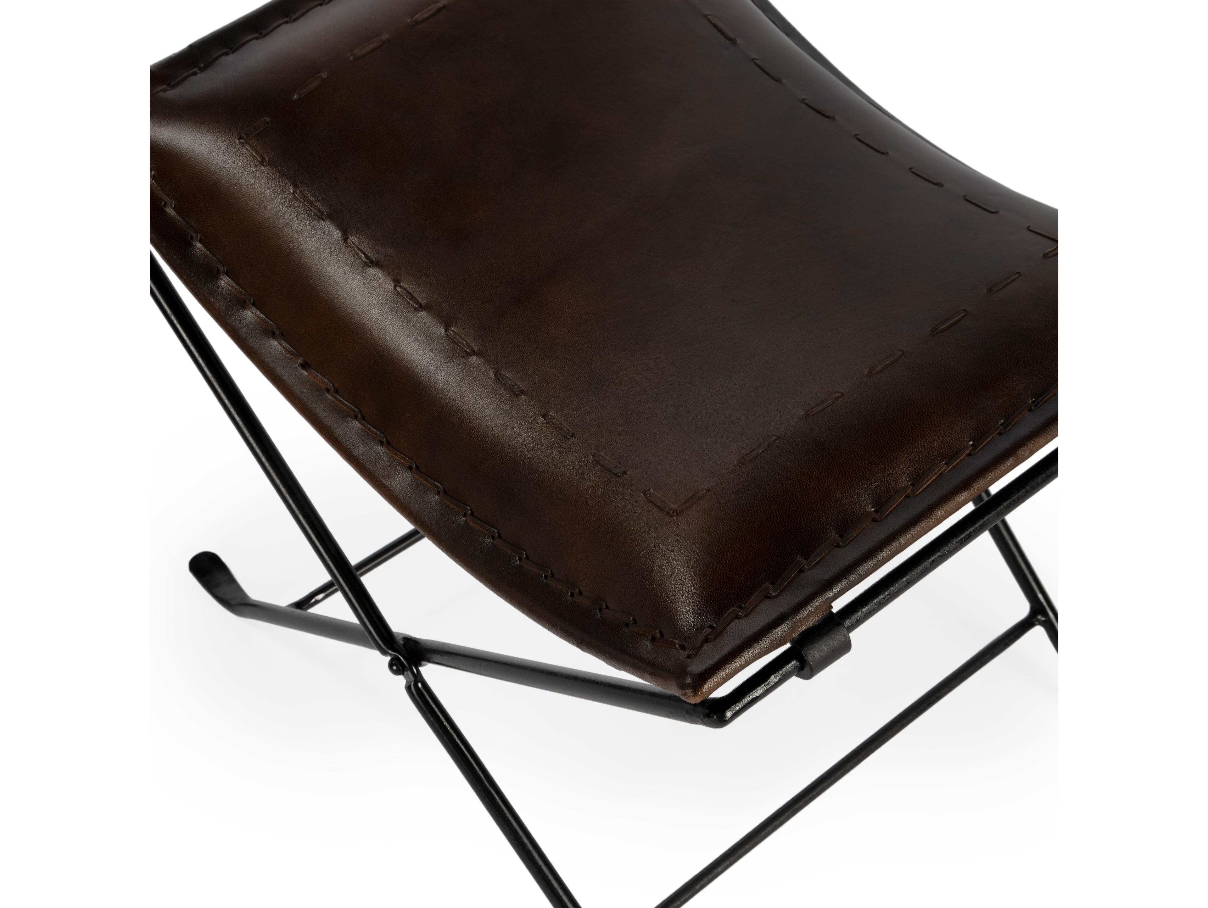 Butler Melton Chocolate Brown Leather Accent Stool