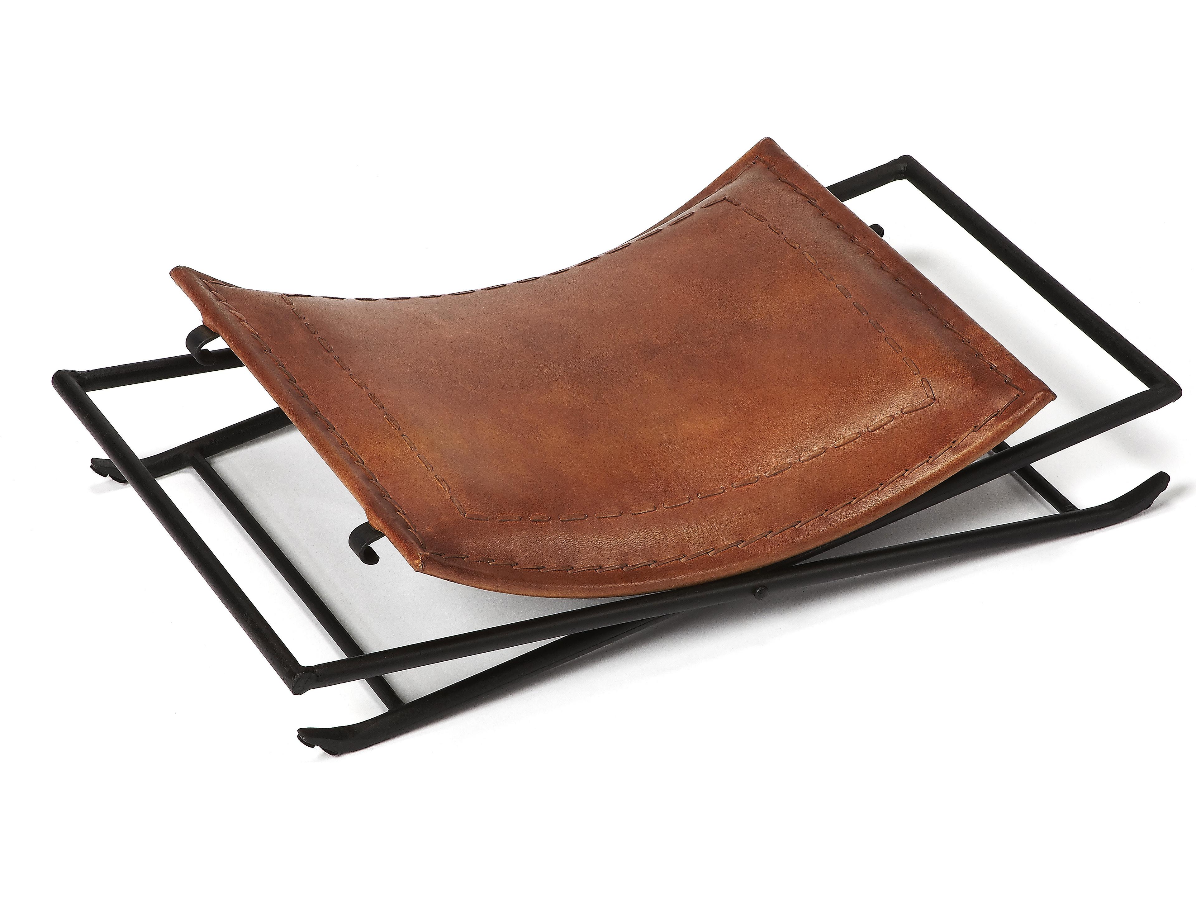 Butler Melton Brown Leather Accent Stool