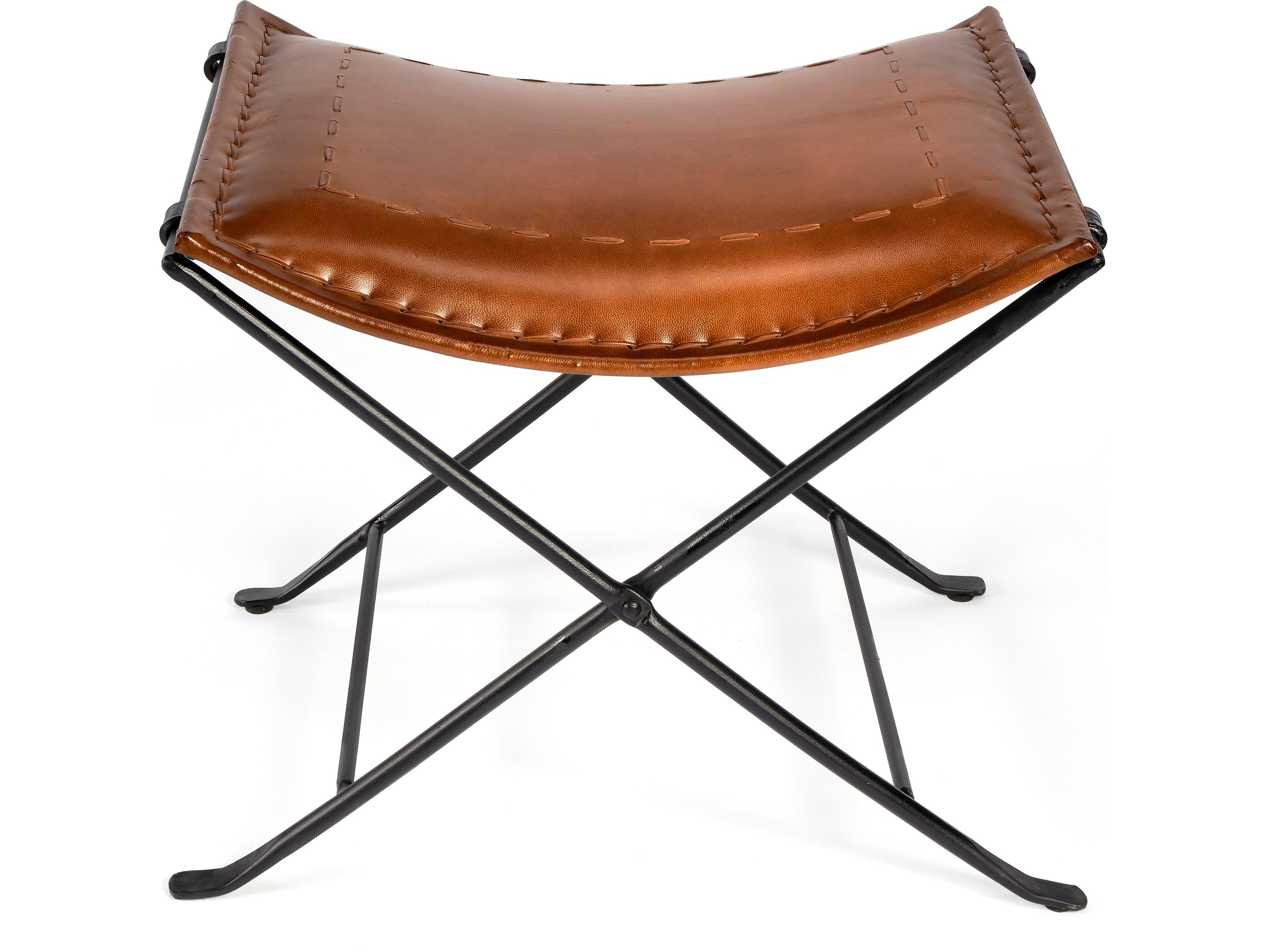 Butler Melton Brown Leather Accent Stool