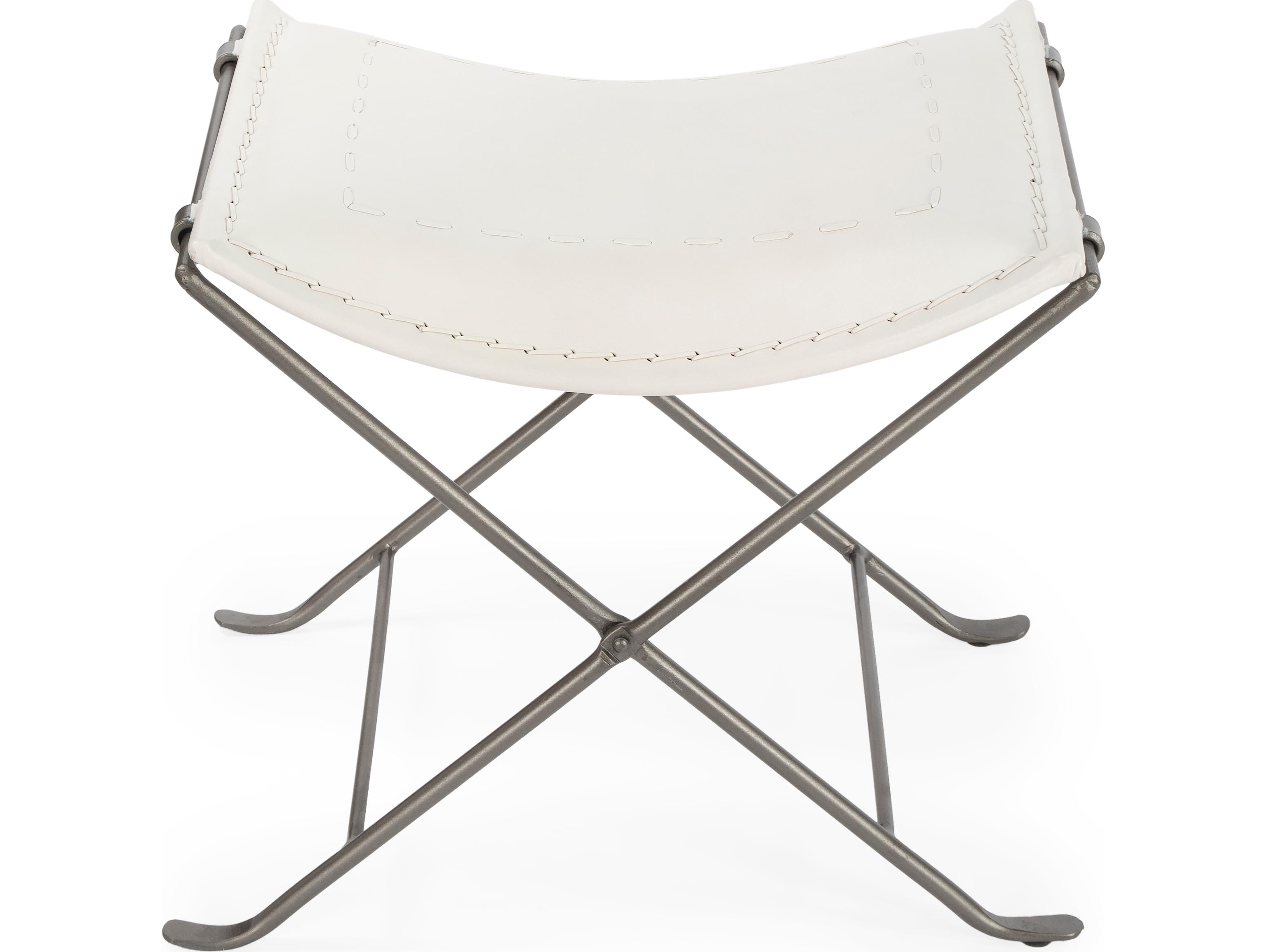 Butler Melton White Leather Accent Stool