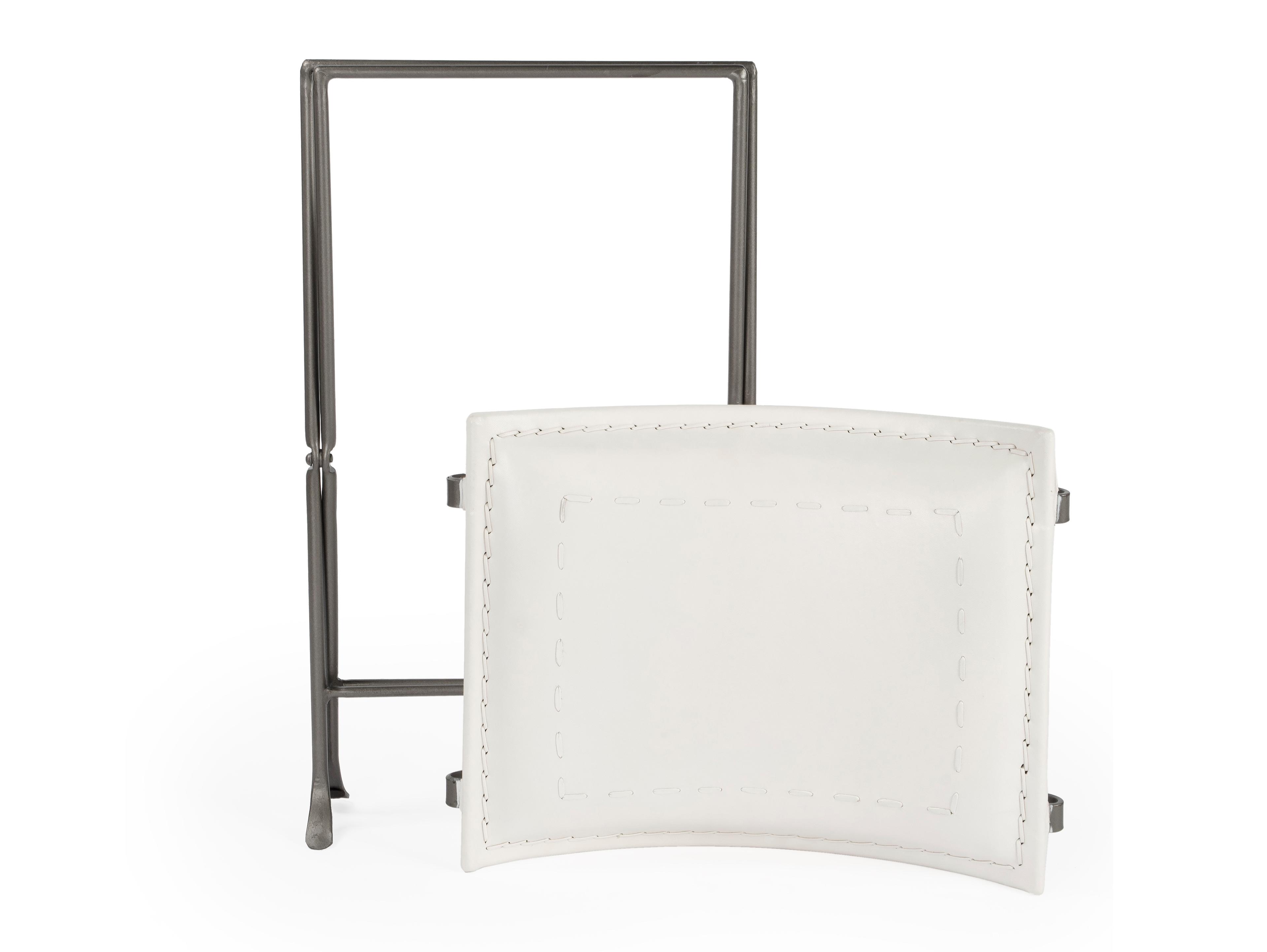 Butler Melton White Leather Accent Stool