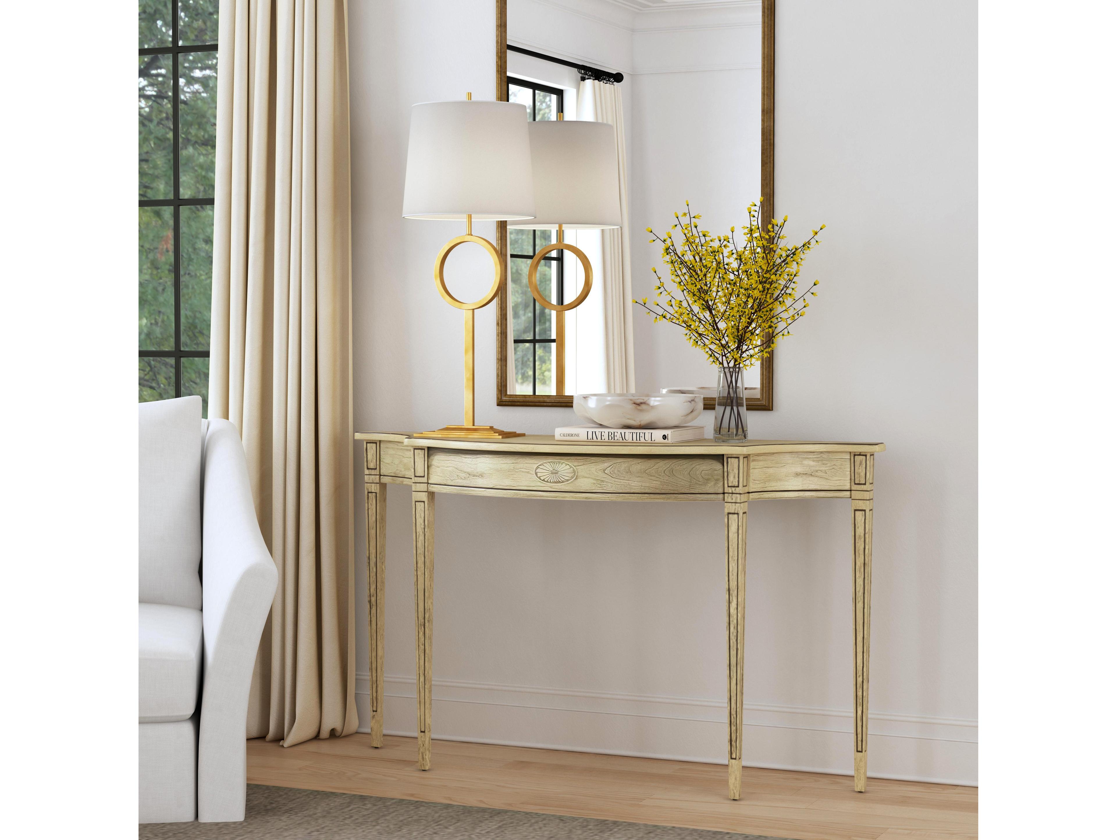 Butler Chester Demilune Wood Antique Beige Console Table