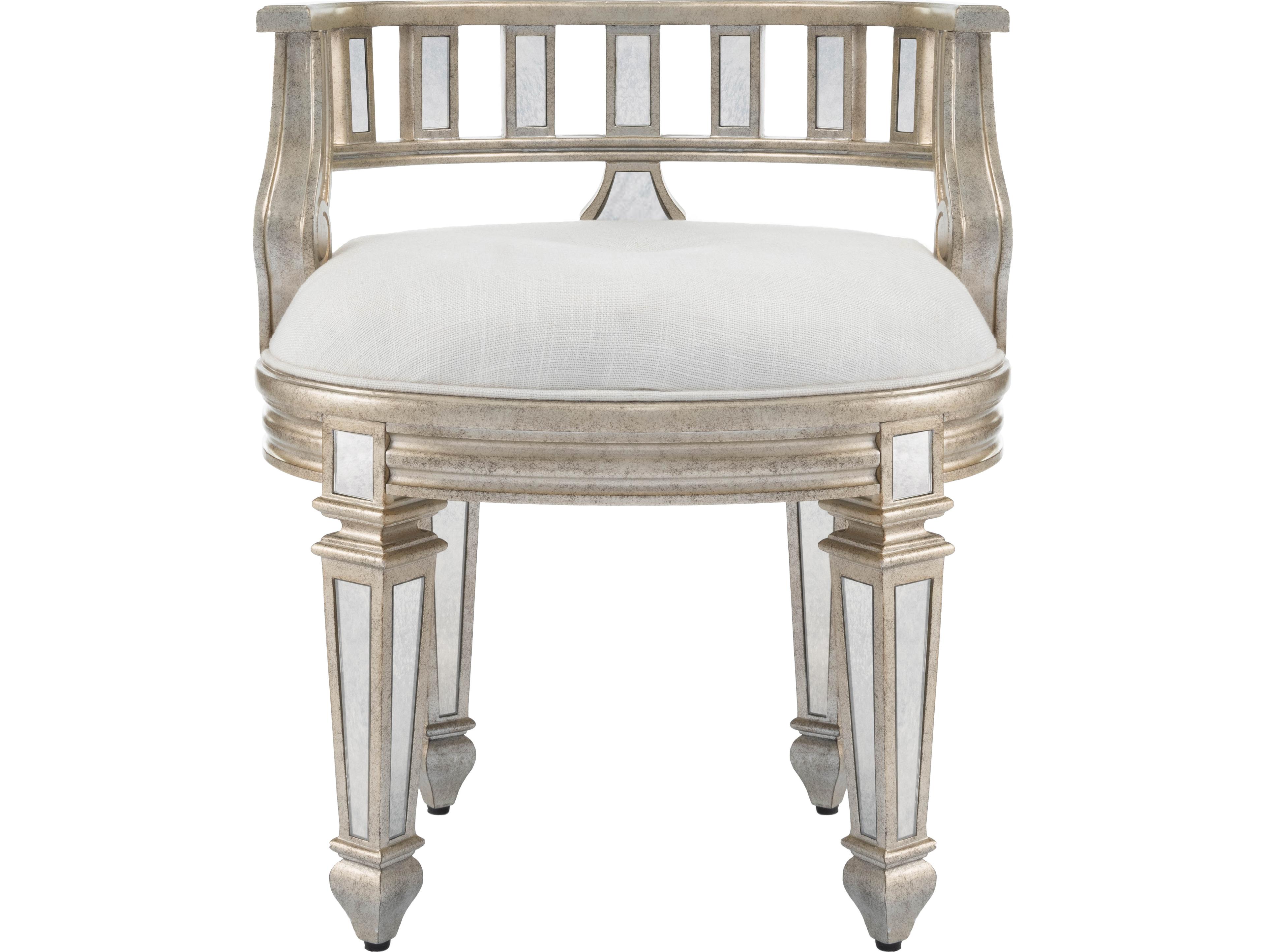 Butler Rebecca Mirror Silver Upholstered Vanity Stool