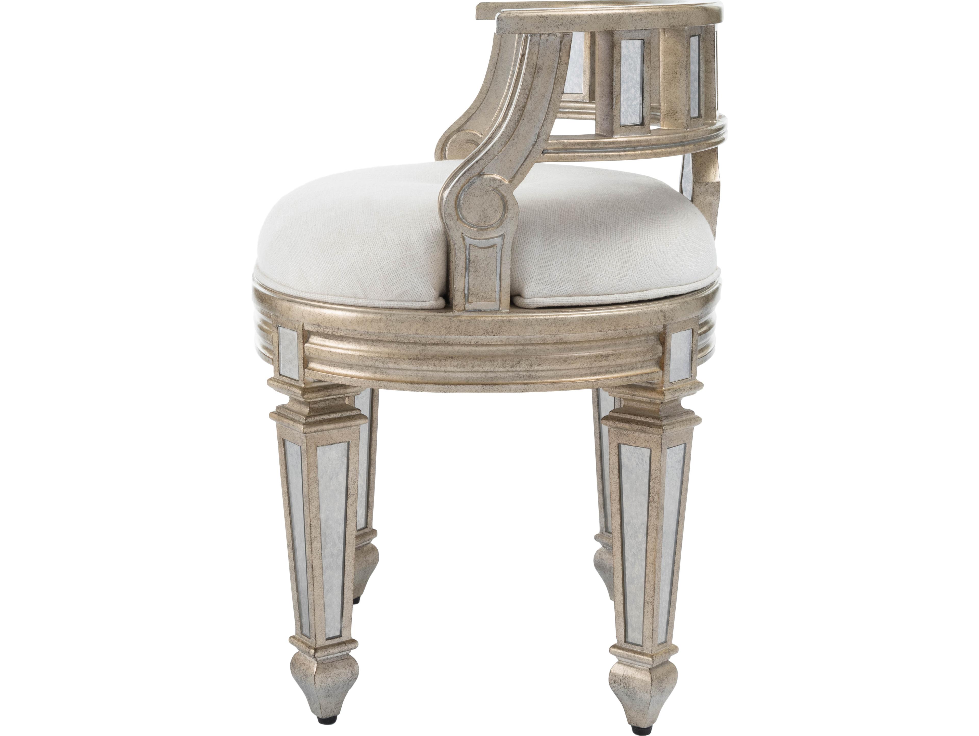 Butler Rebecca Mirror Silver Upholstered Vanity Stool
