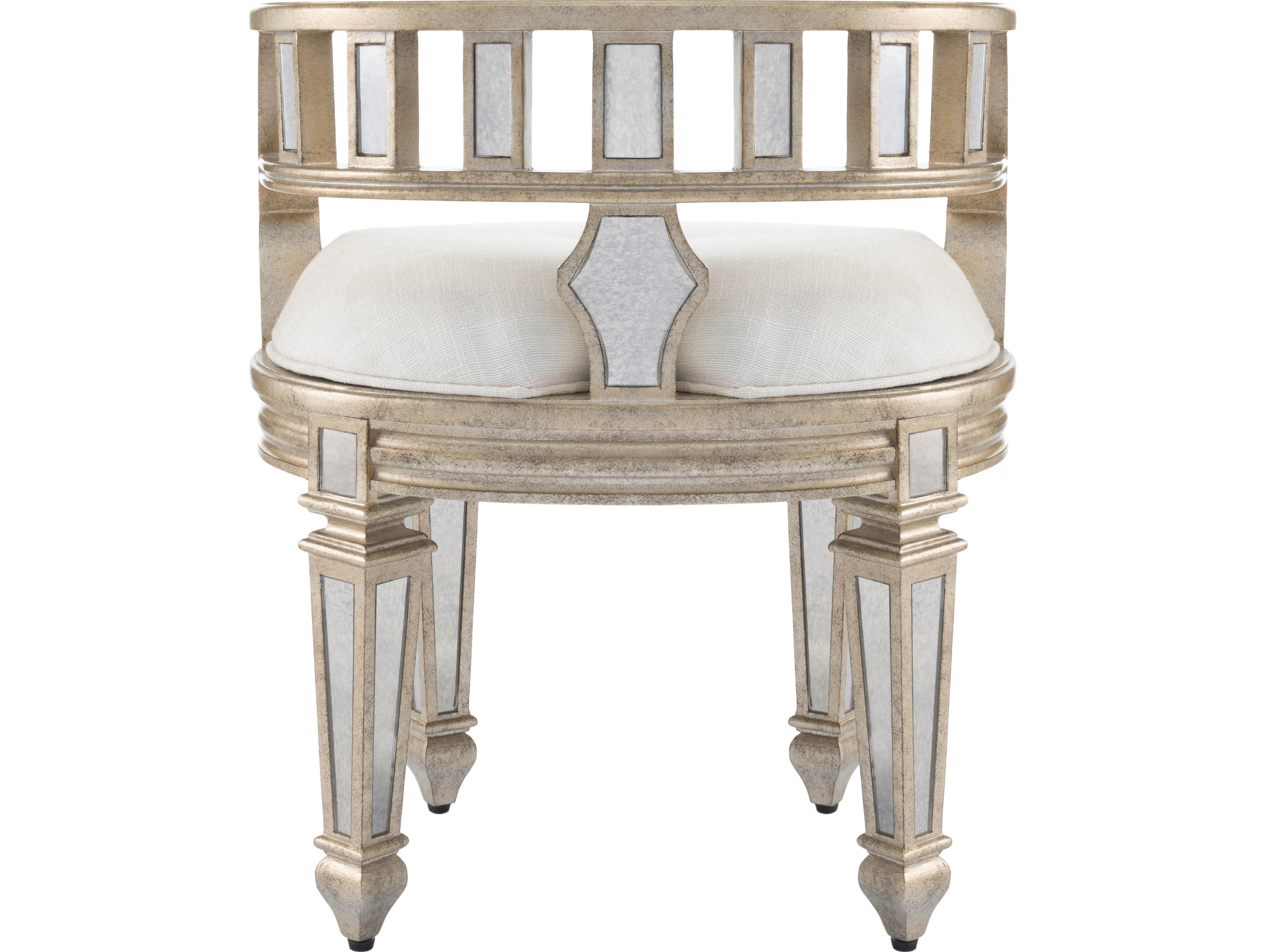 Butler Rebecca Mirror Silver Upholstered Vanity Stool