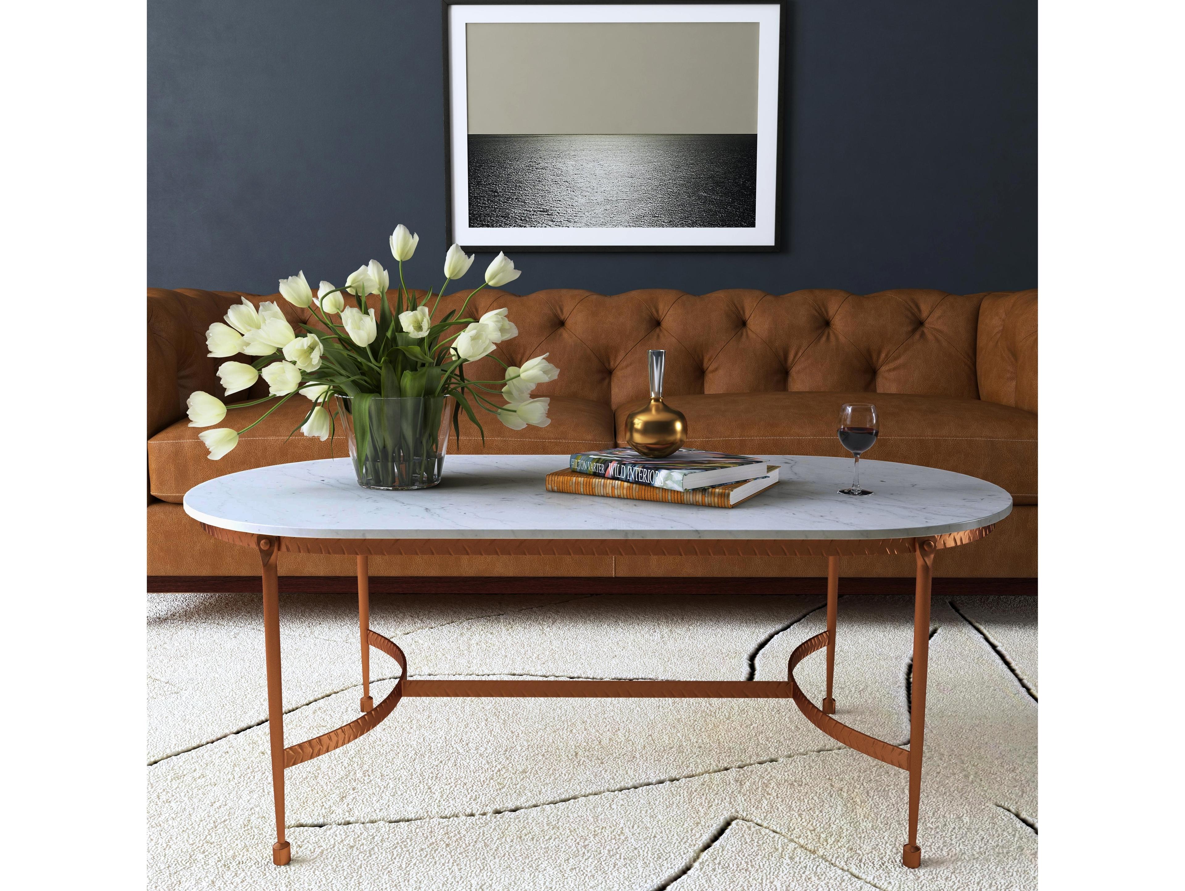 Butler Legionary Oval Marble & Metal Coffee Table