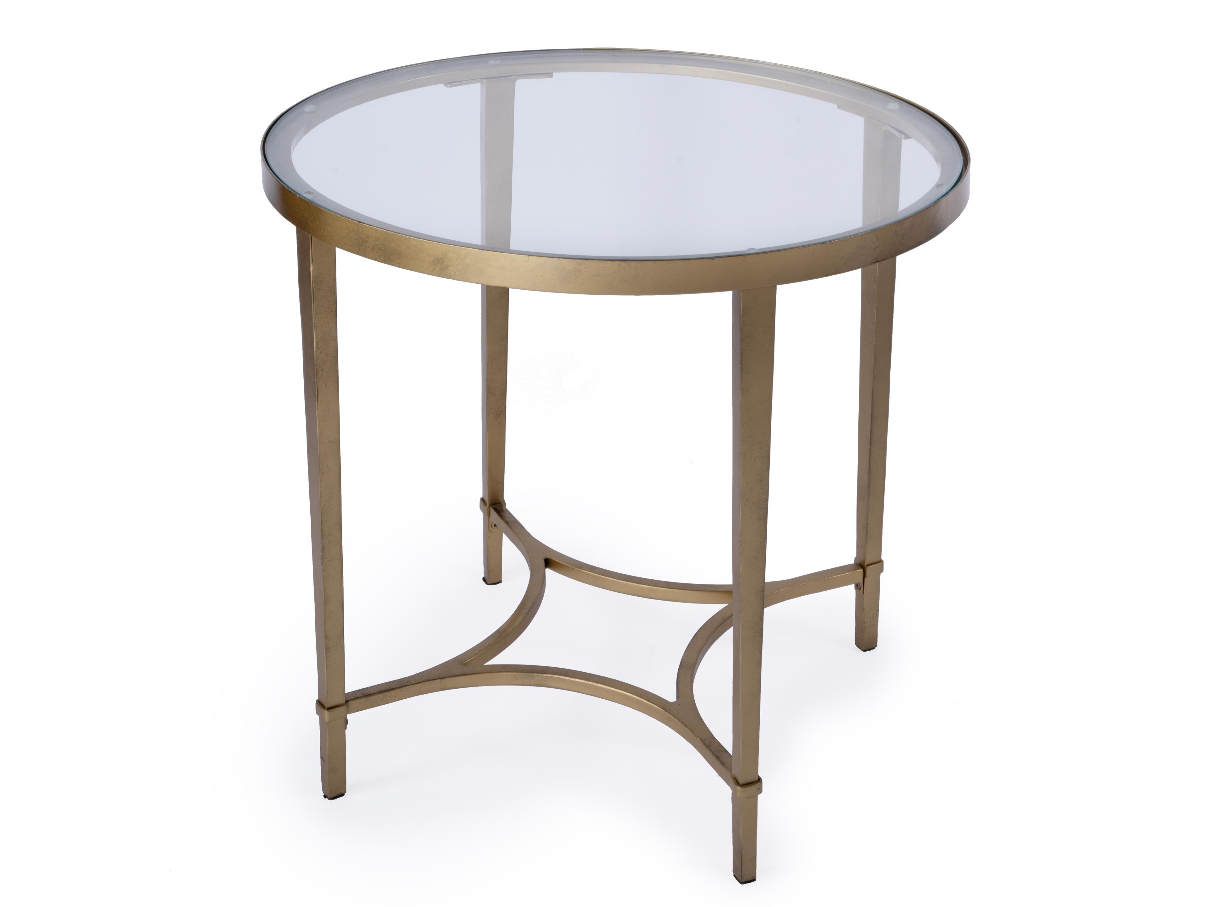 Butler Monica Oval Glass Antique Gold End Table