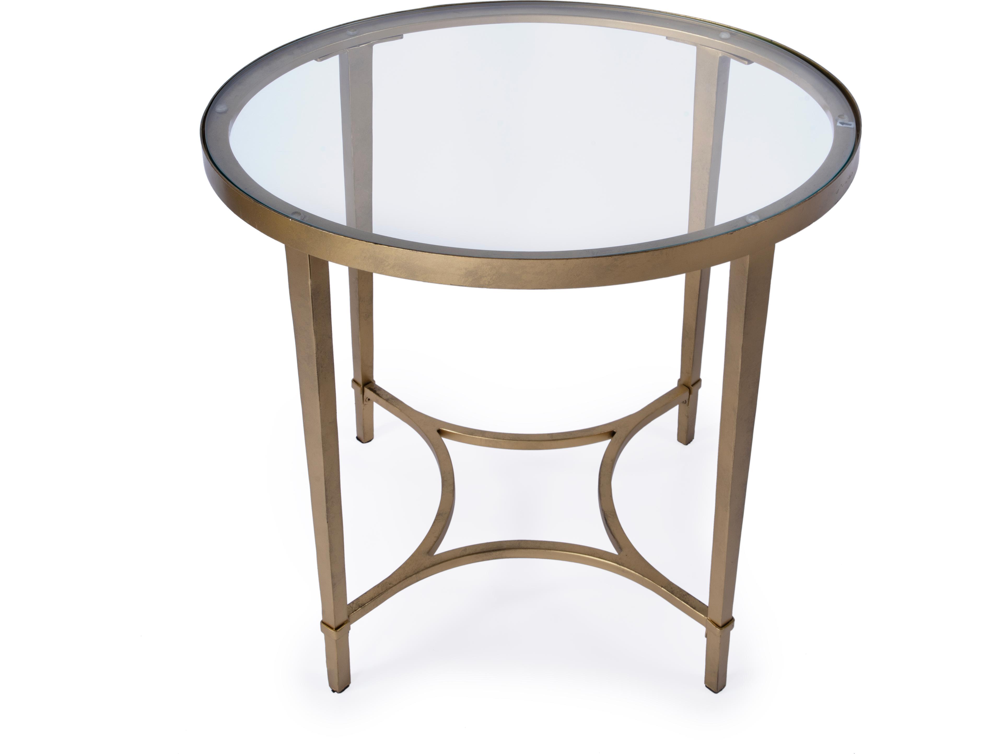 Butler Monica Oval Glass Antique Gold End Table