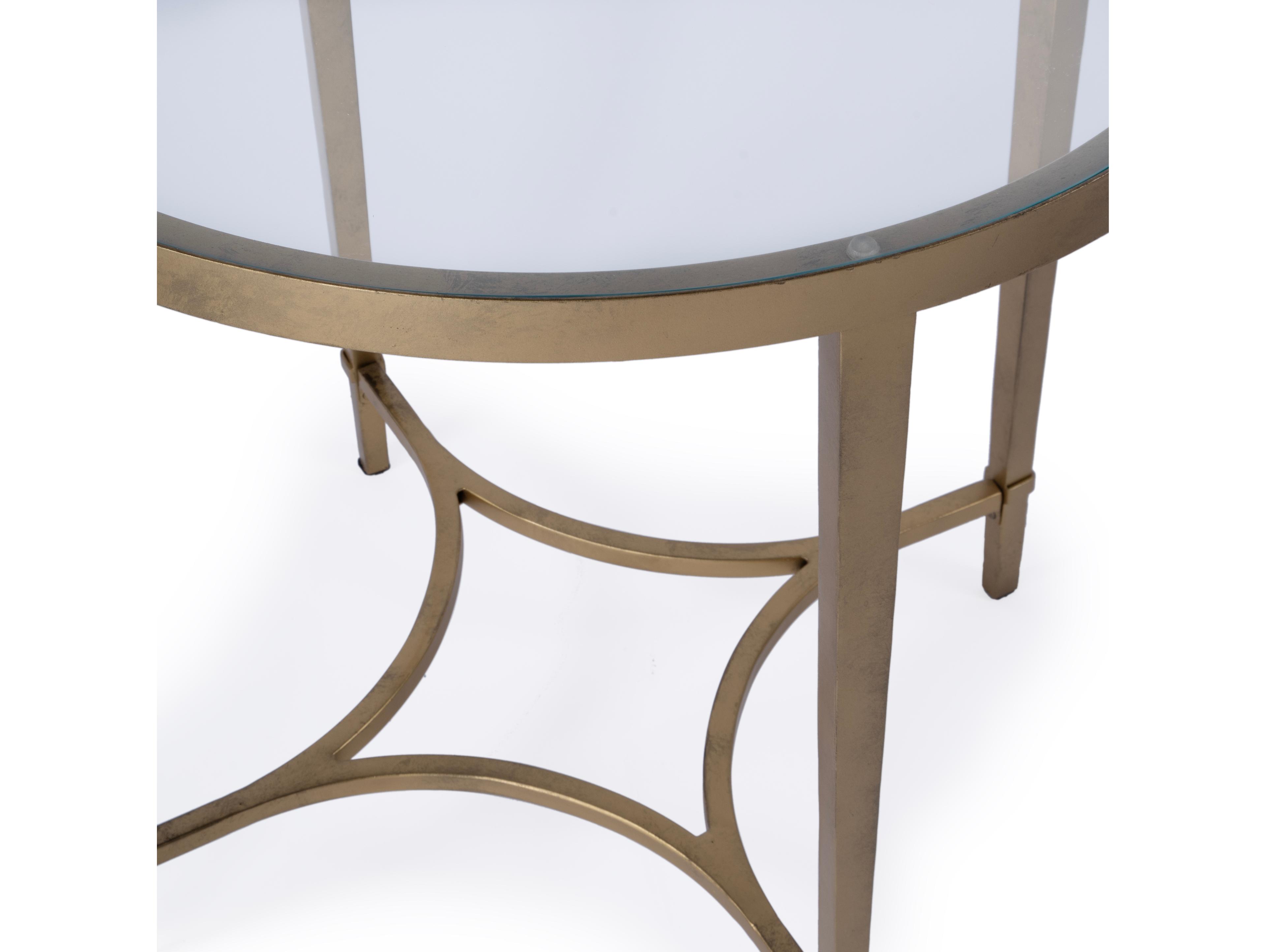 Butler Monica Oval Glass Antique Gold End Table