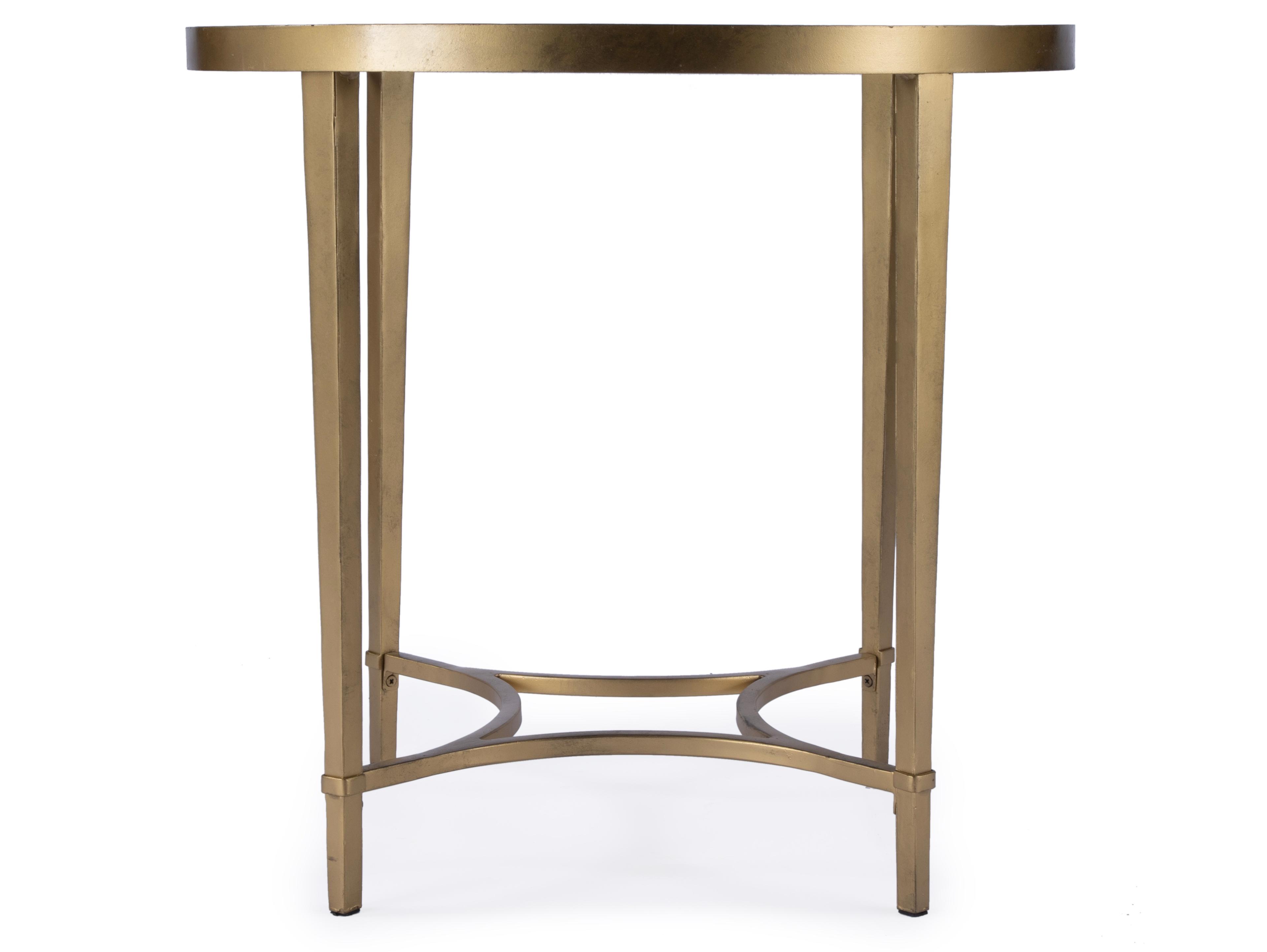 Butler Monica Oval Glass Antique Gold End Table