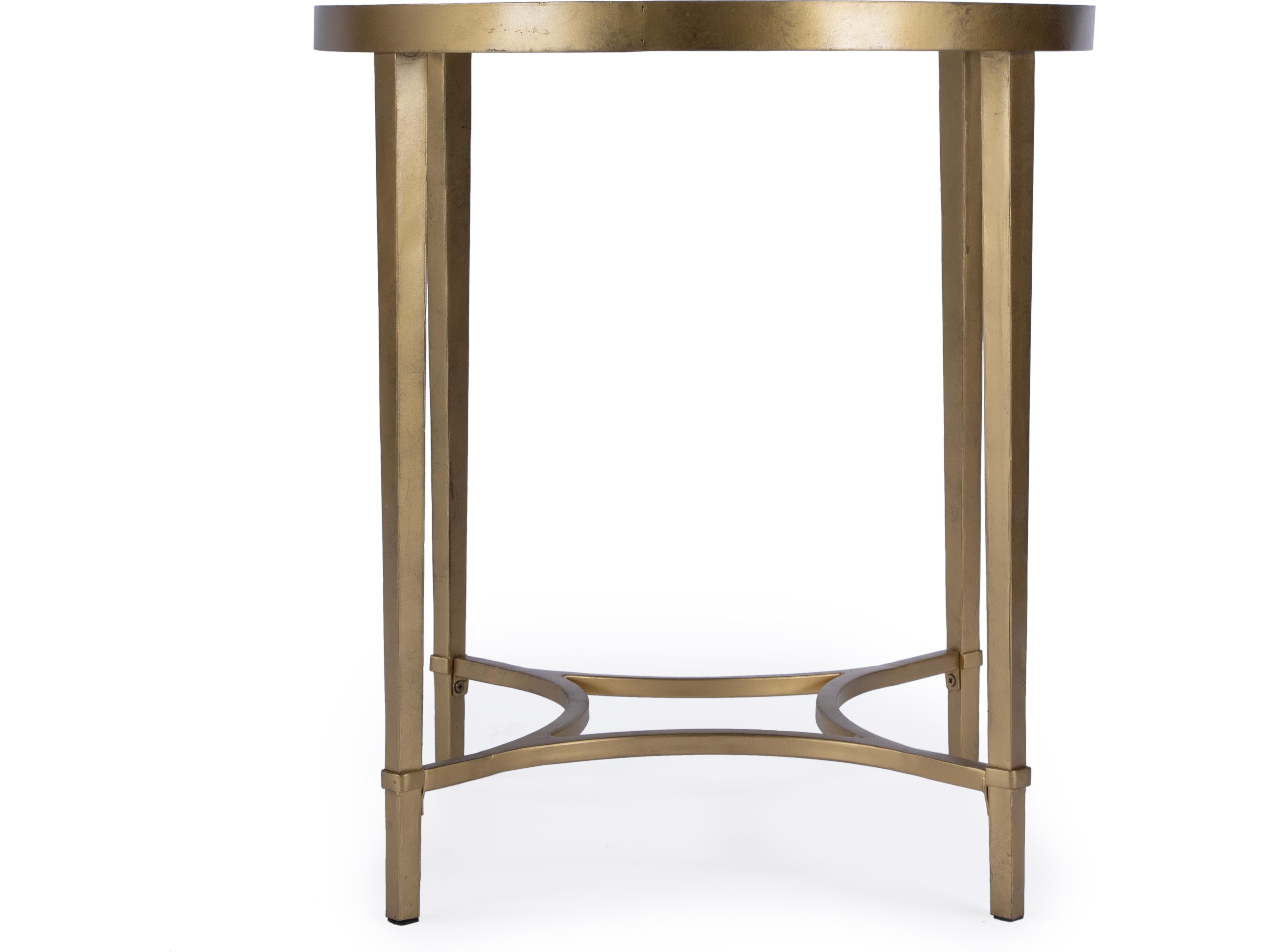 Butler Monica Oval Glass Antique Gold End Table