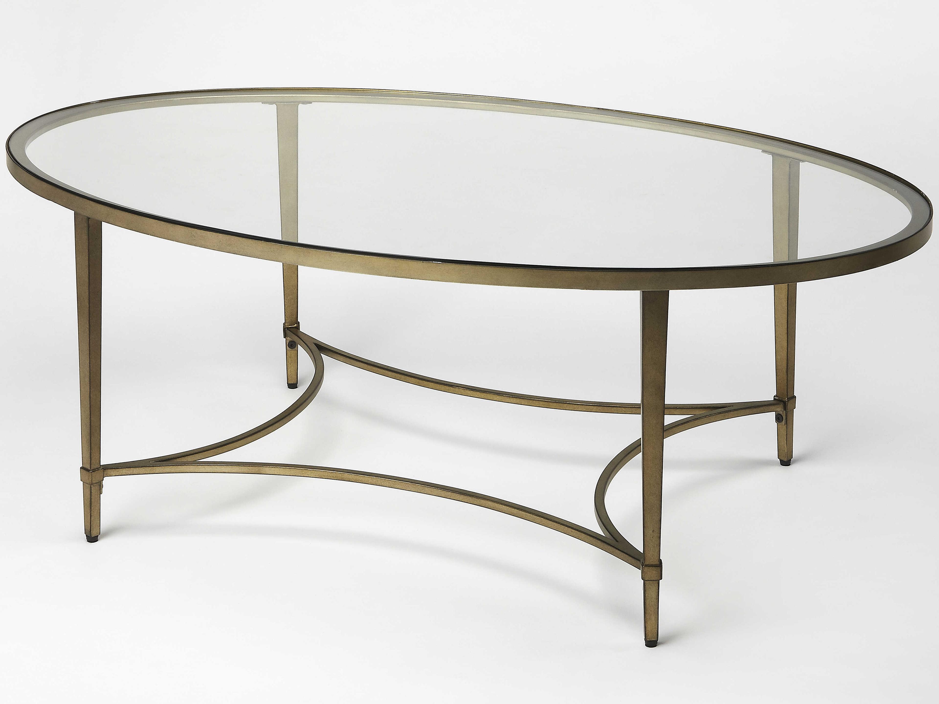 Butler Monica Oval Glass Antique Gold Coffee Table