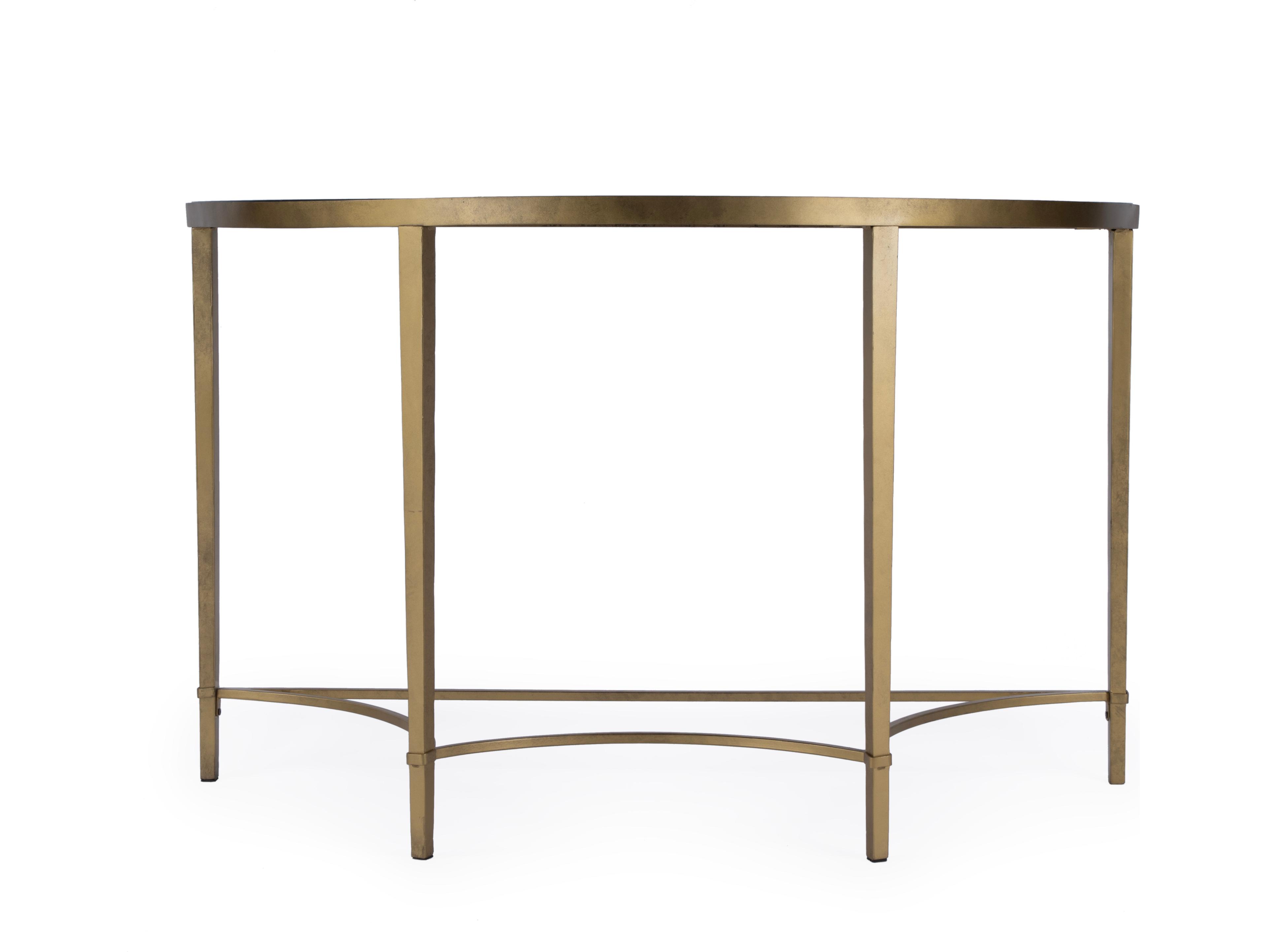 Butler Monica Demilune Glass Antique Gold Console Table