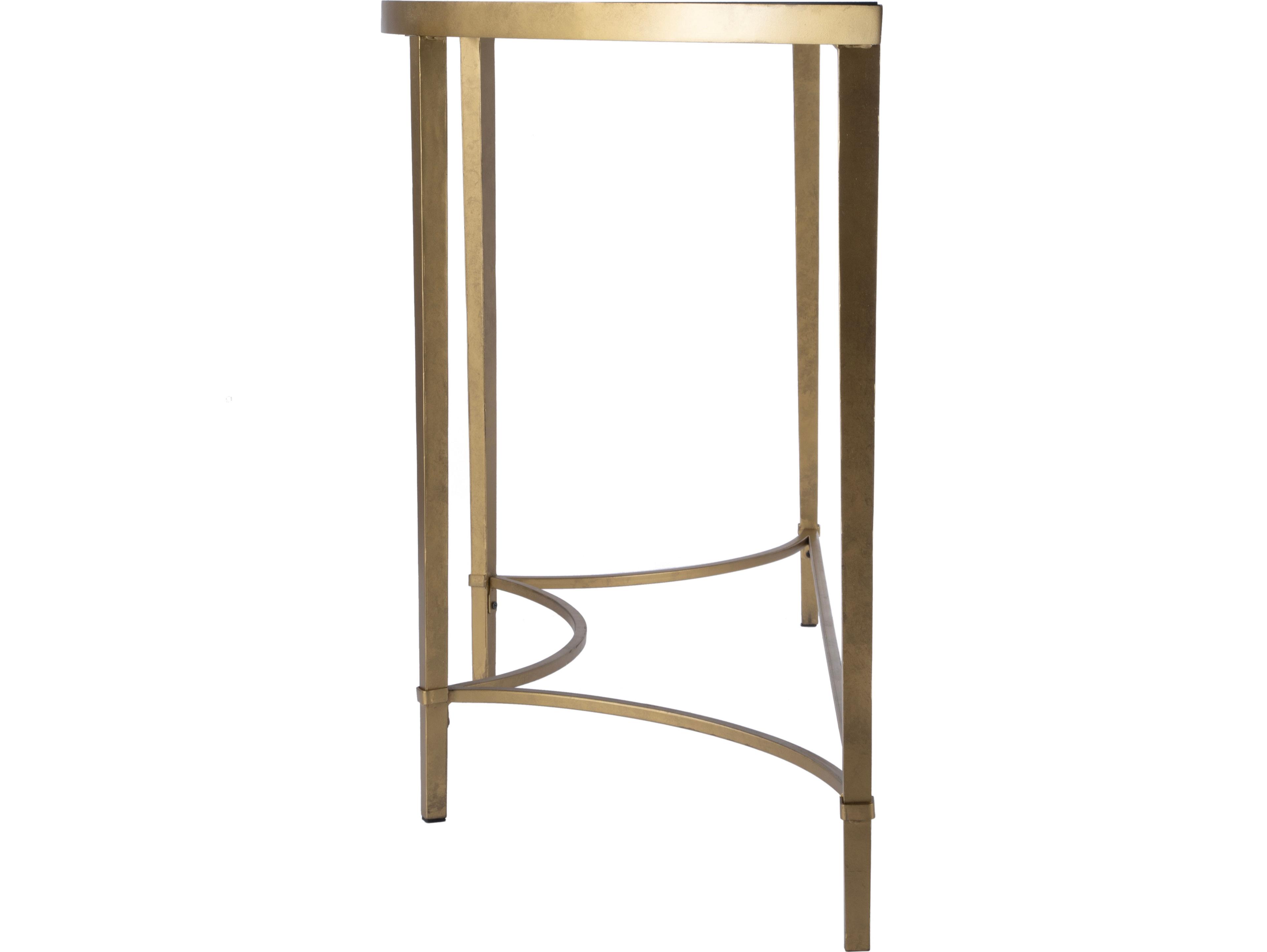 Butler Monica Demilune Glass Antique Gold Console Table