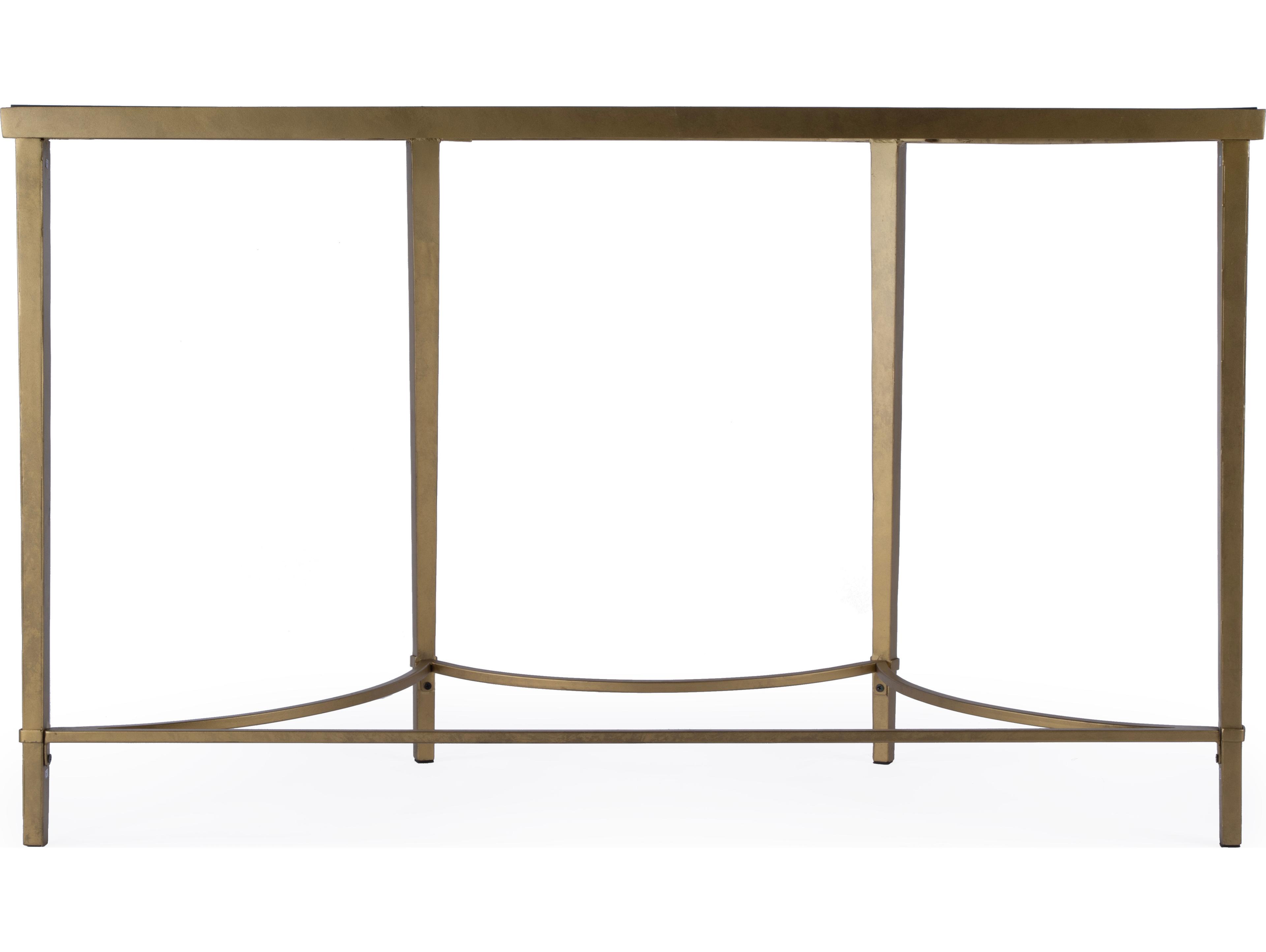 Butler Monica Demilune Glass Antique Gold Console Table
