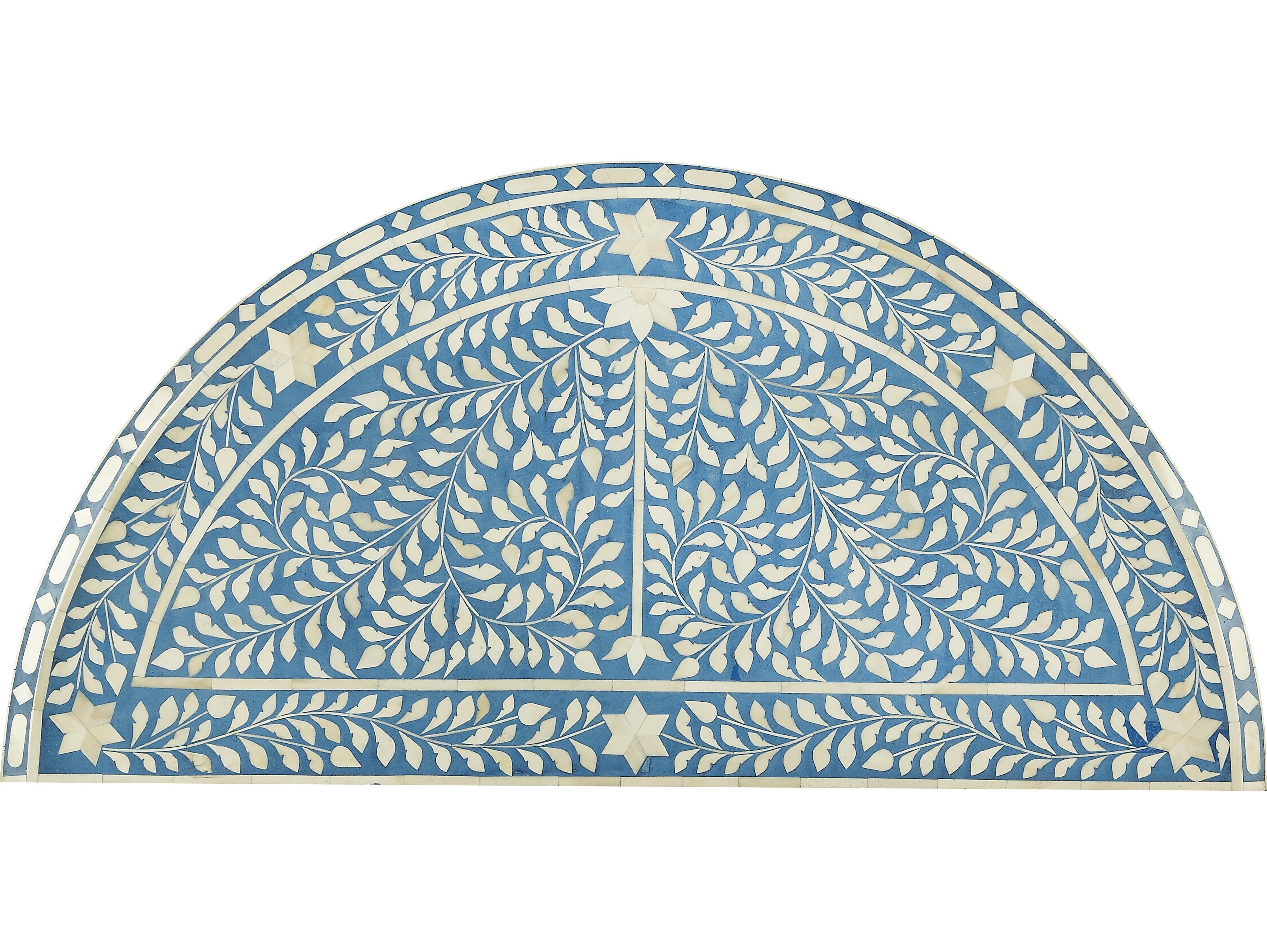 Butler Vivienne Demilune Wood Blue Bone Inlay Console Table