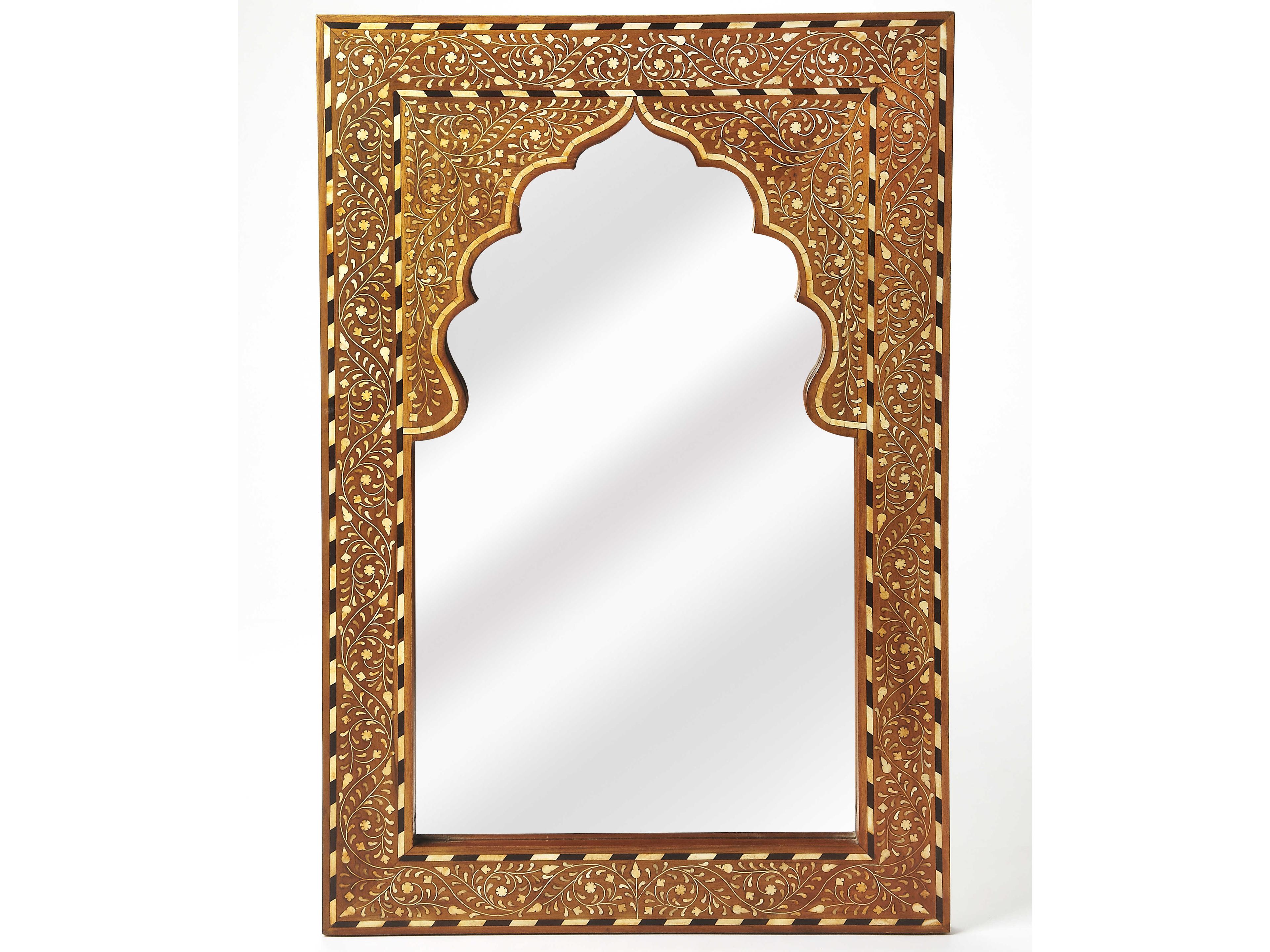 Butler Chevrier Wood & Bone Inlay Wall Mirror