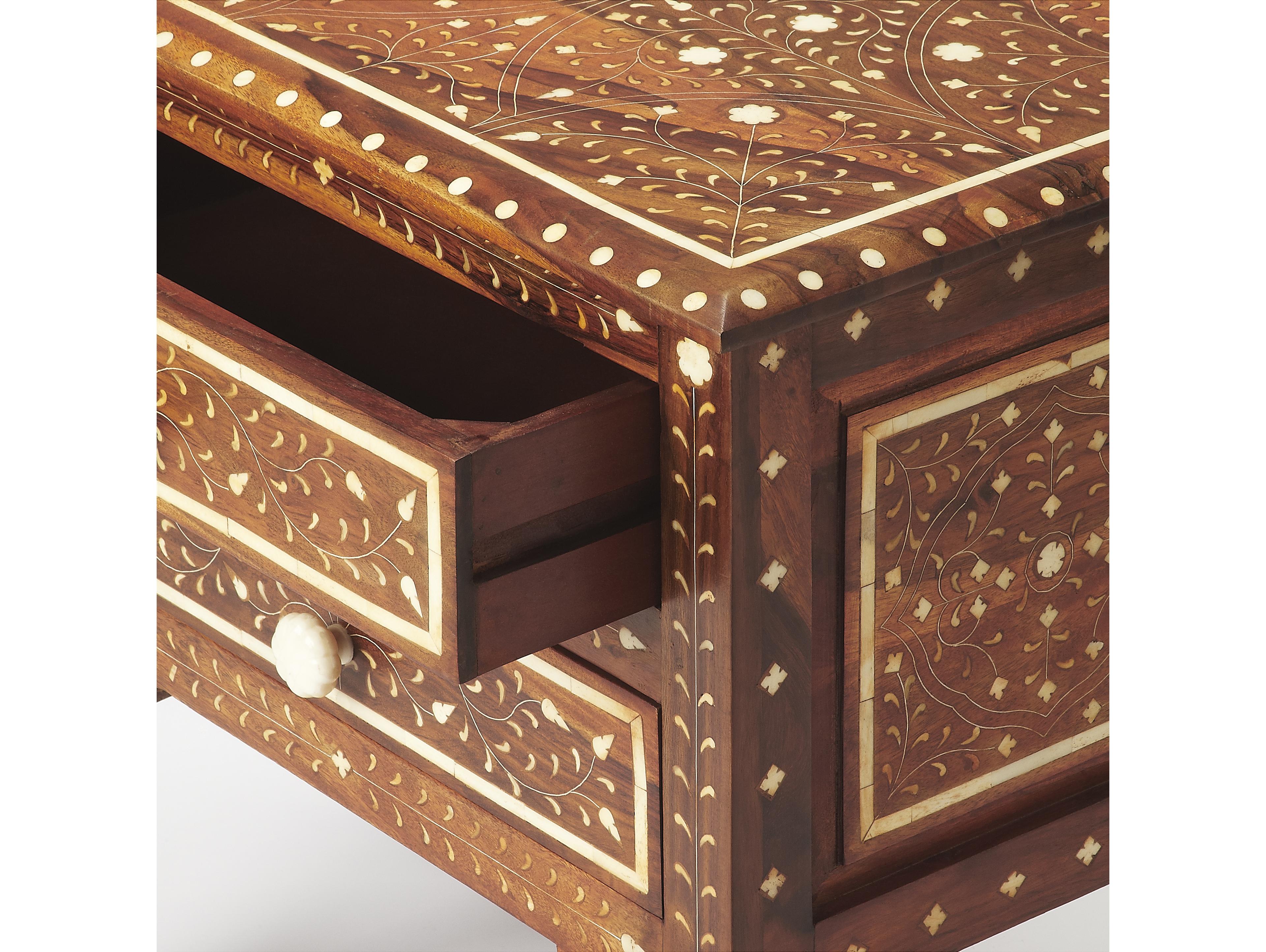 Butler Chevrier Wood & Bone Inlay Brown Accent Chest