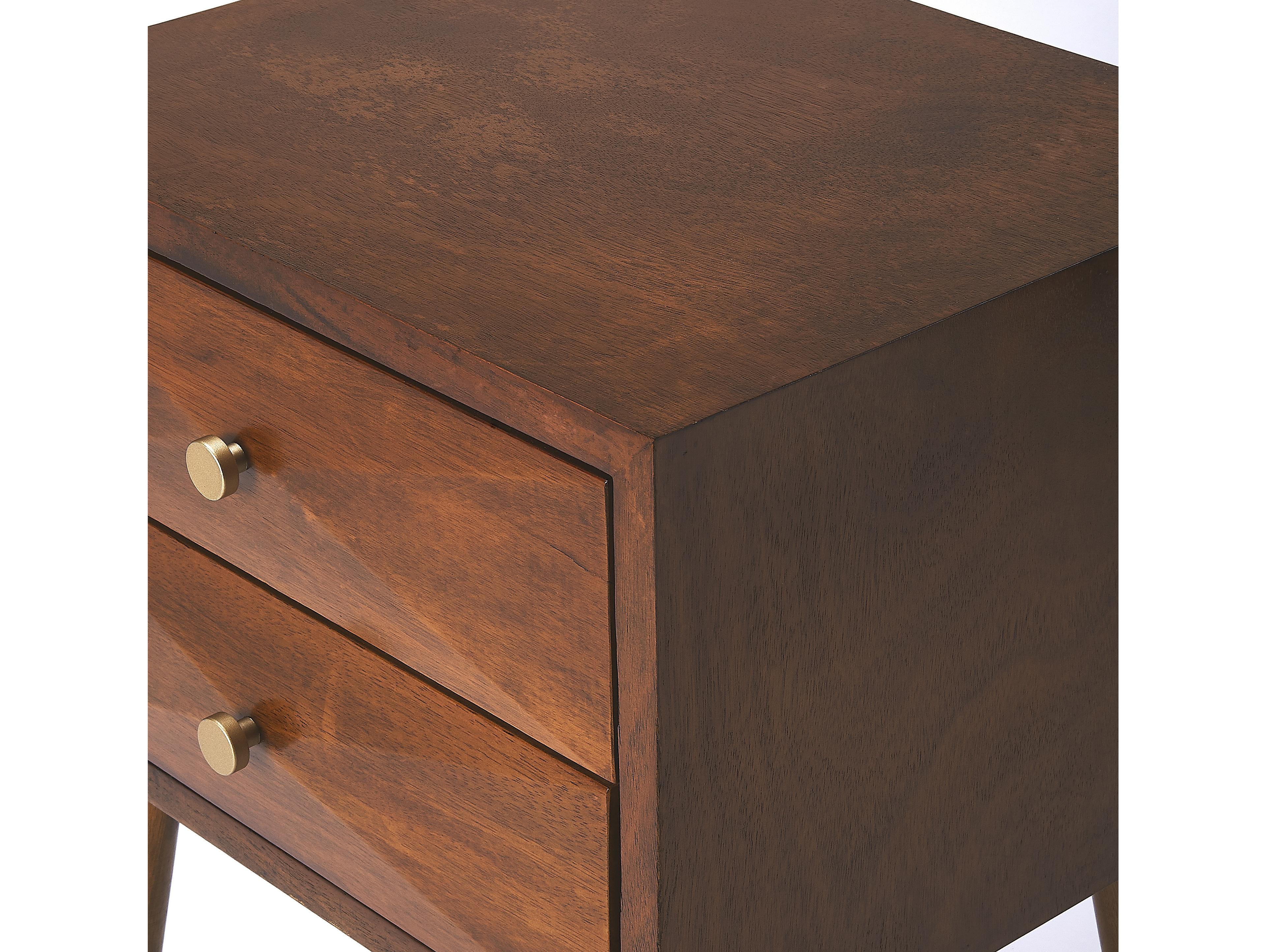 Butler Zelda 2-Drawers Brown Mahogany Wood Nightstand