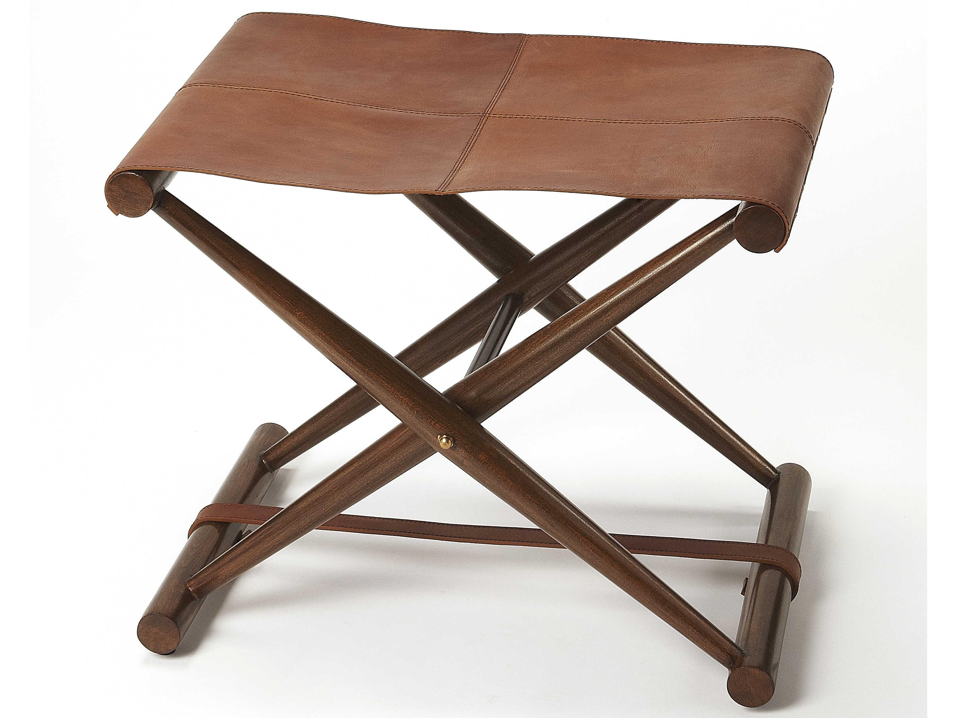Butler Sutton Brown Leather Accent Stool