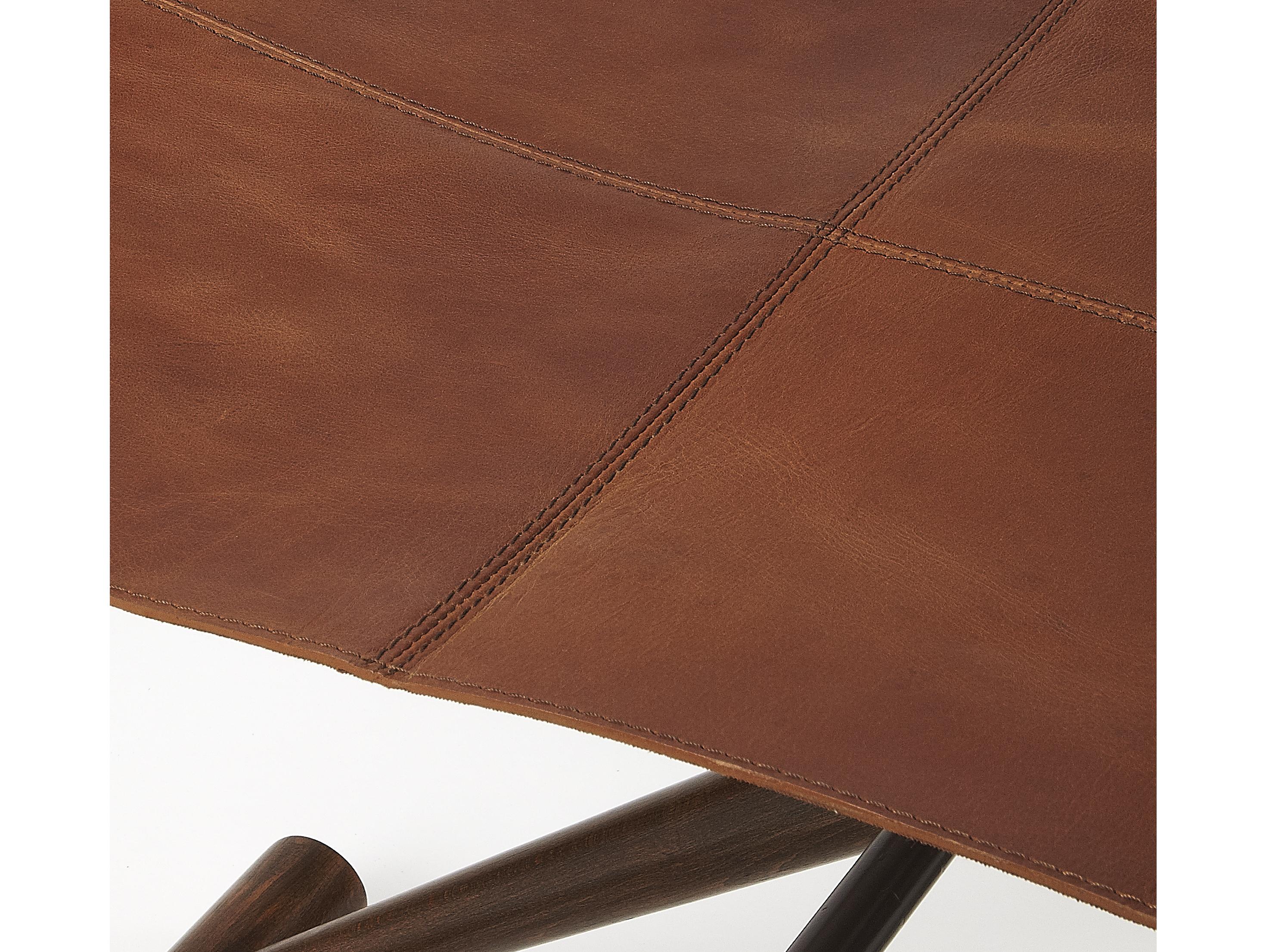 Butler Sutton Brown Leather Accent Stool