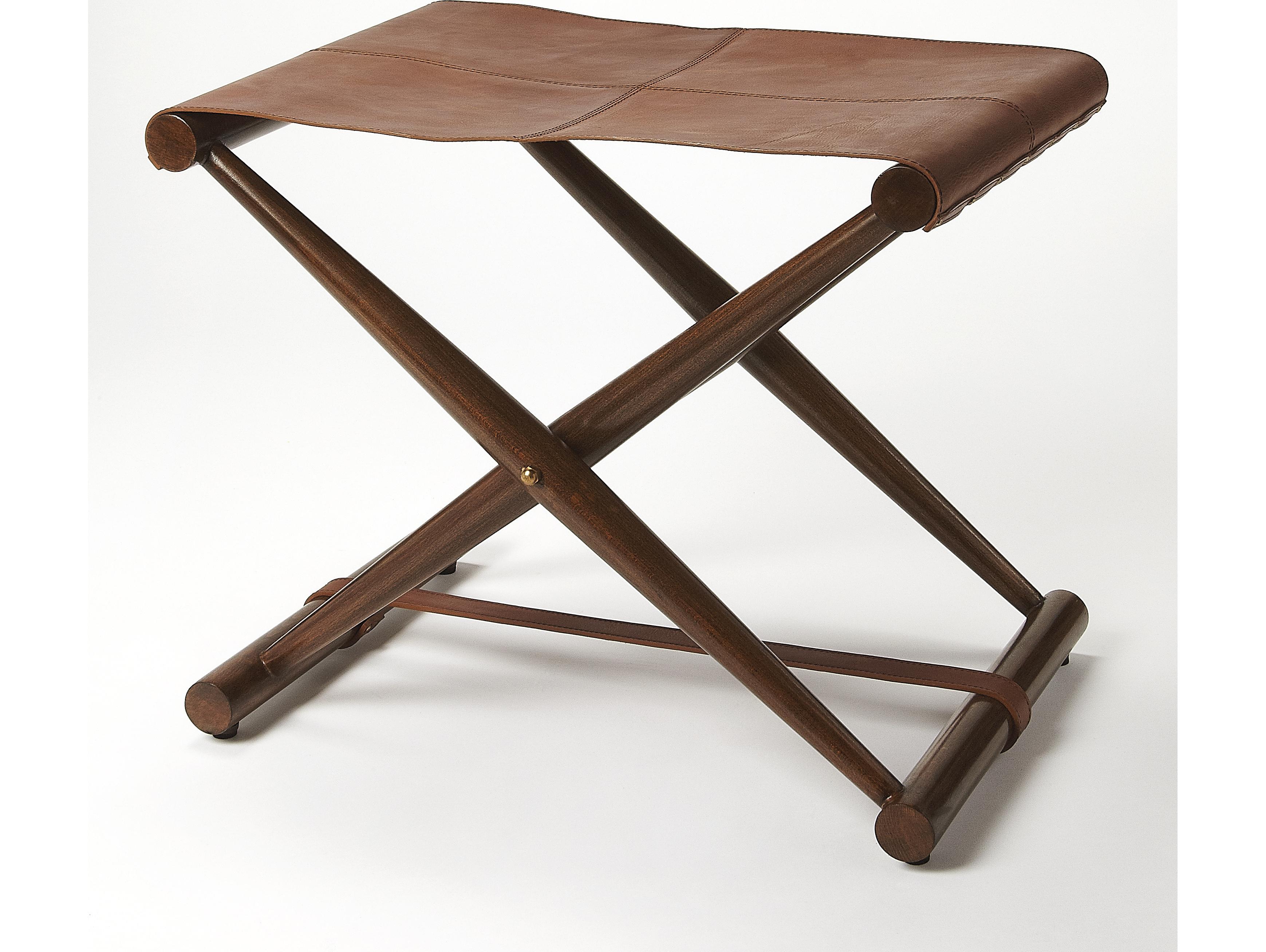 Butler Sutton Brown Leather Accent Stool