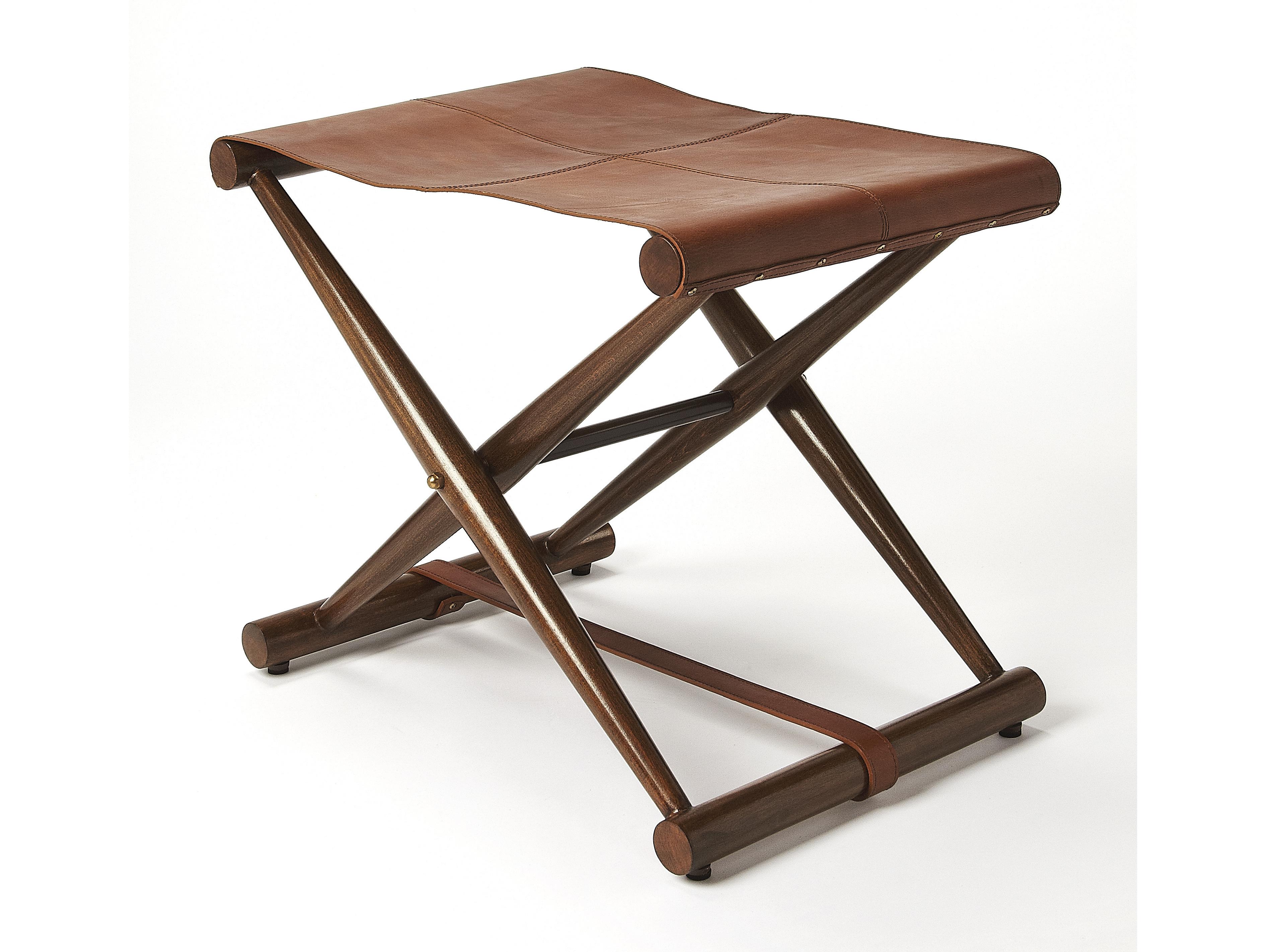 Butler Sutton Brown Leather Accent Stool