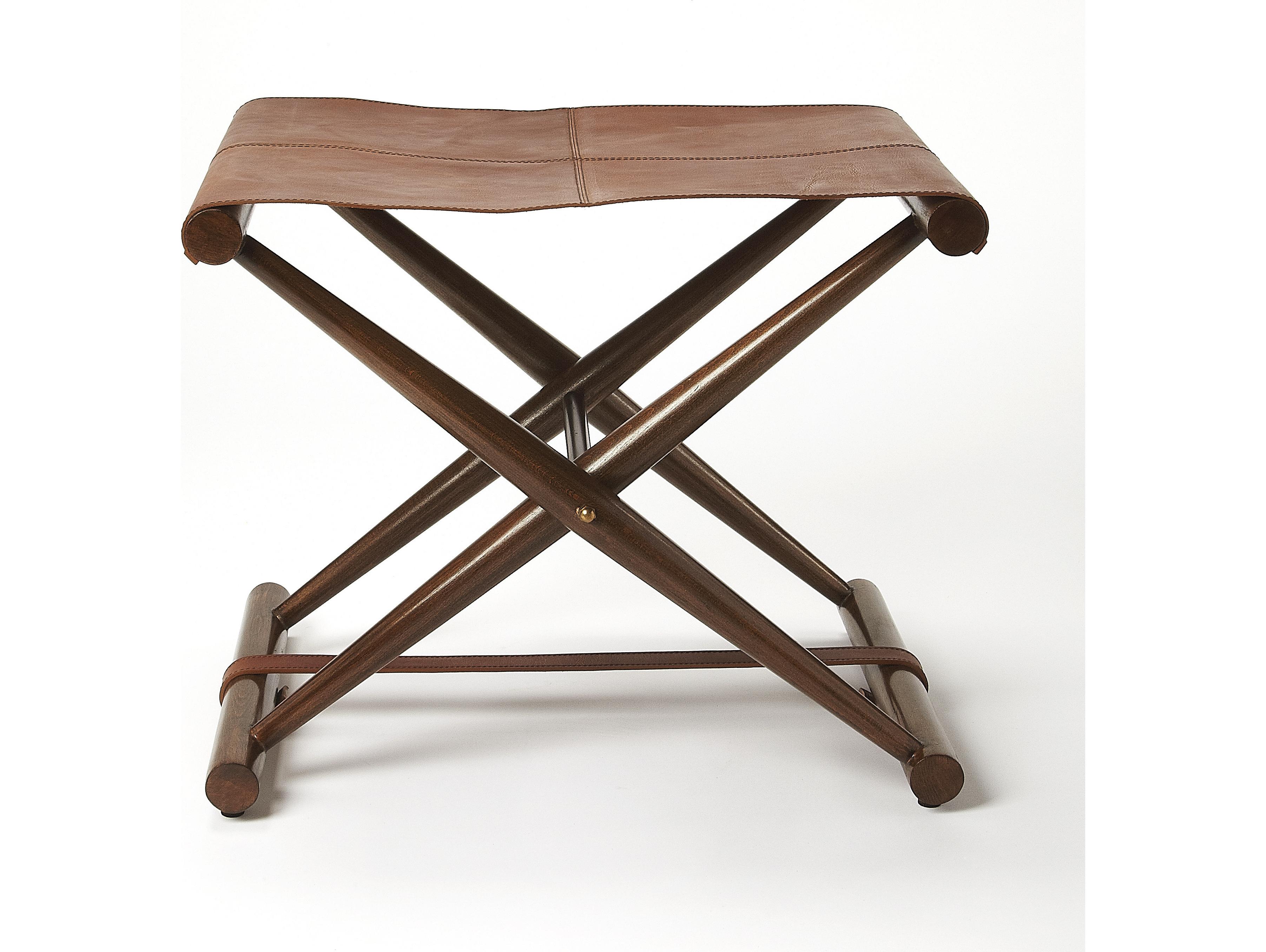 Butler Sutton Brown Leather Accent Stool