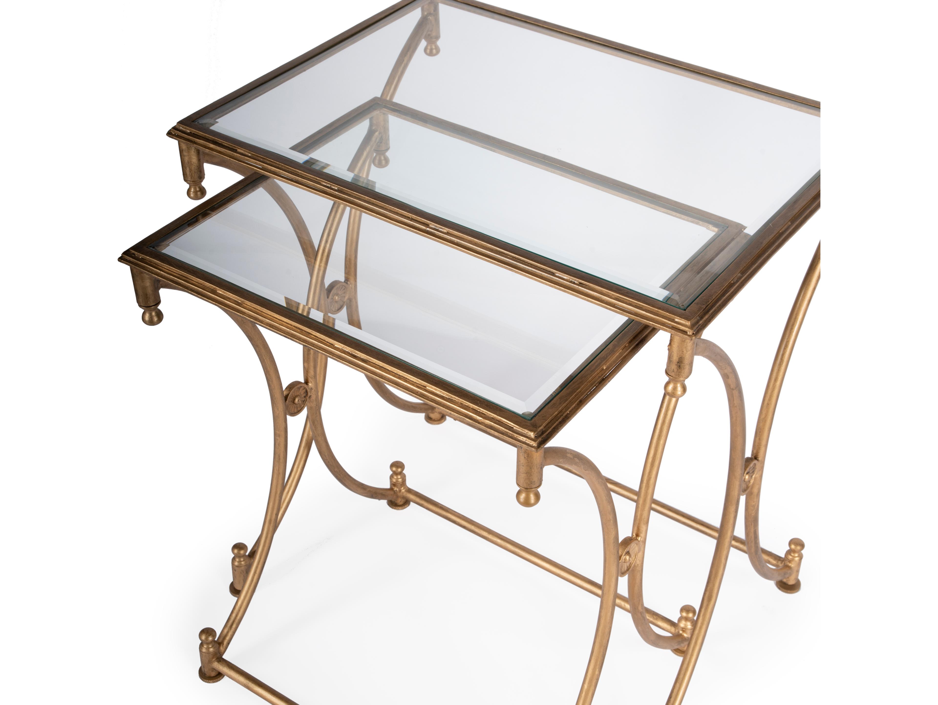 Butler Beverly Rectangular Glass Antique Gold End Table