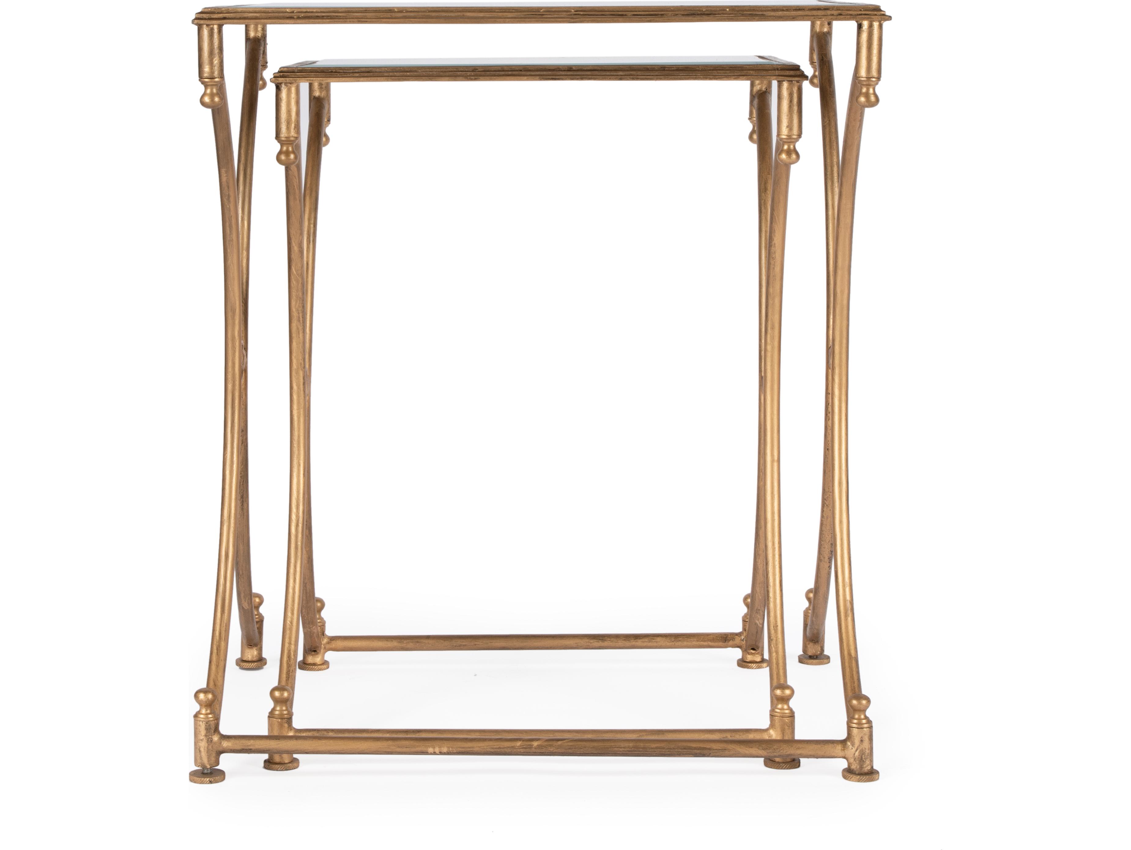 Butler Beverly Rectangular Glass Antique Gold End Table