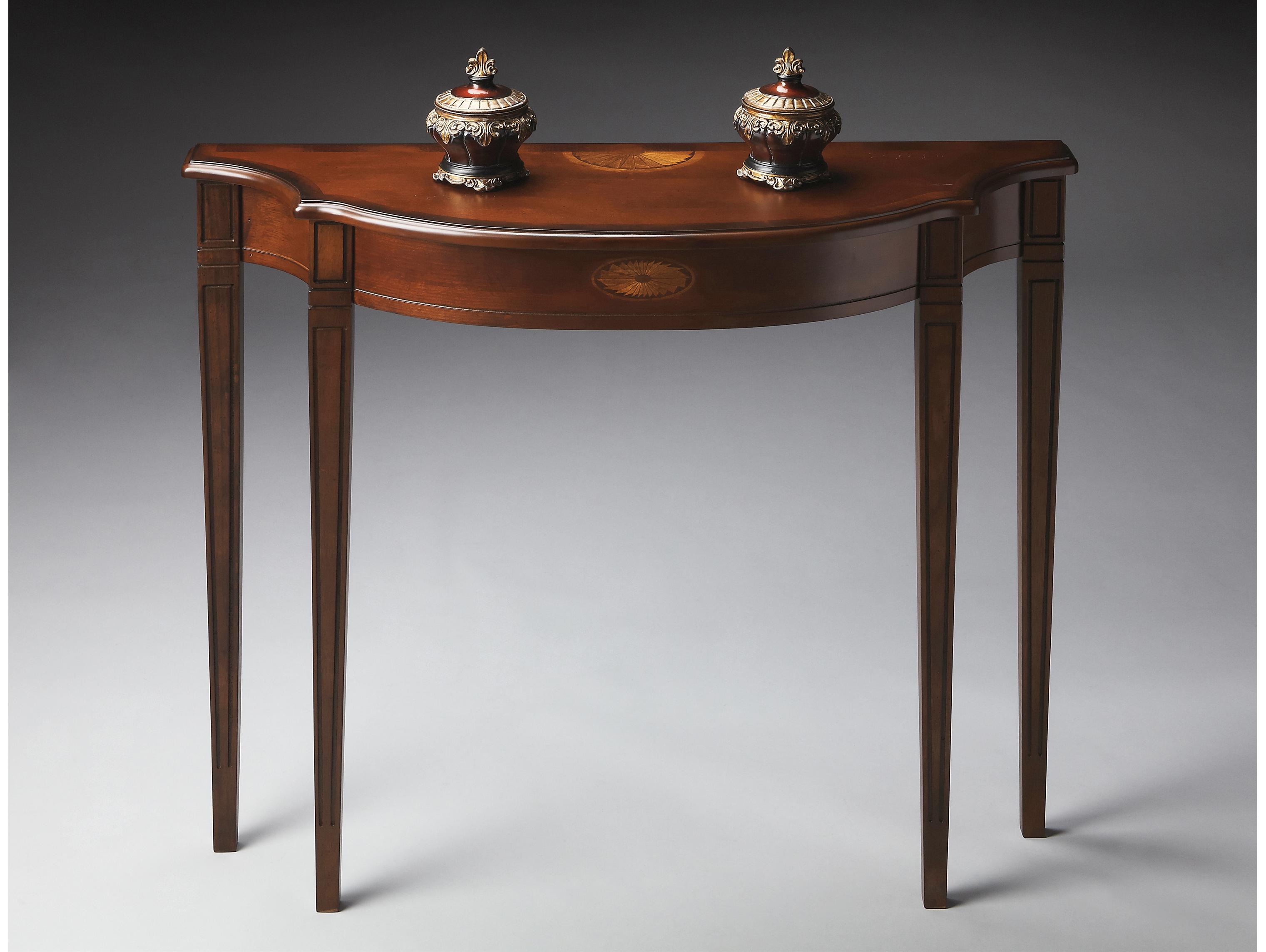 Butler Chester Demilune Wood Cherry Console Table