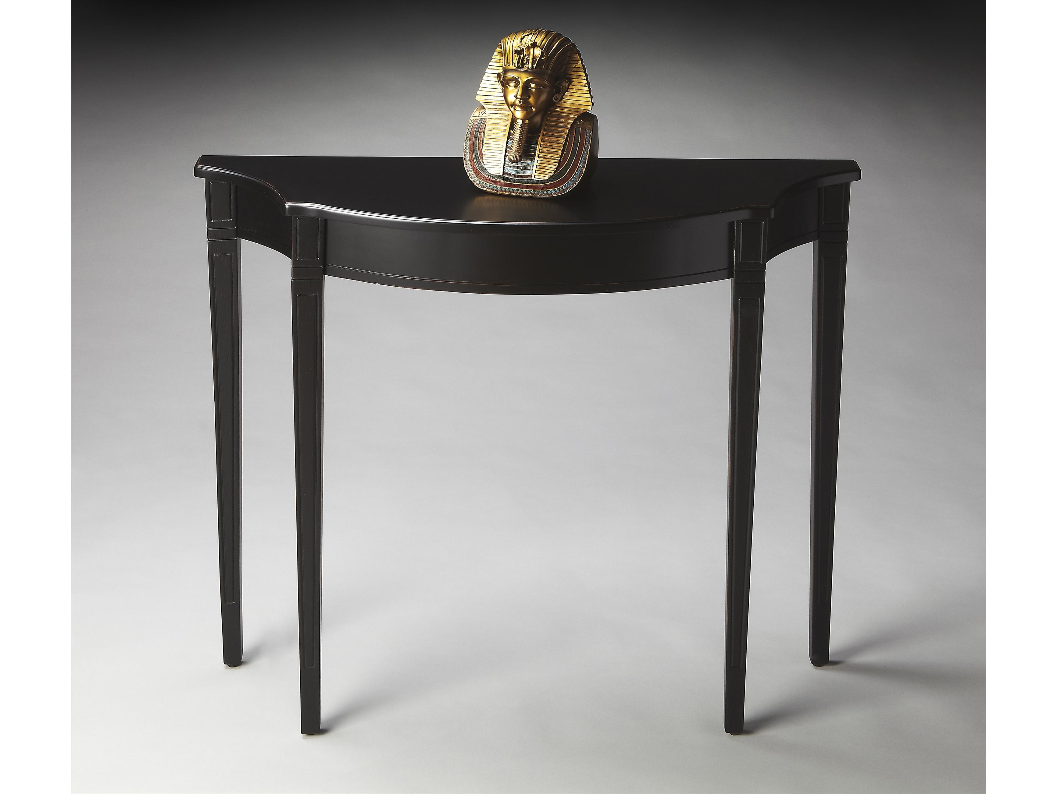 Butler Chester Demilune Wood Black Licorice Console Table