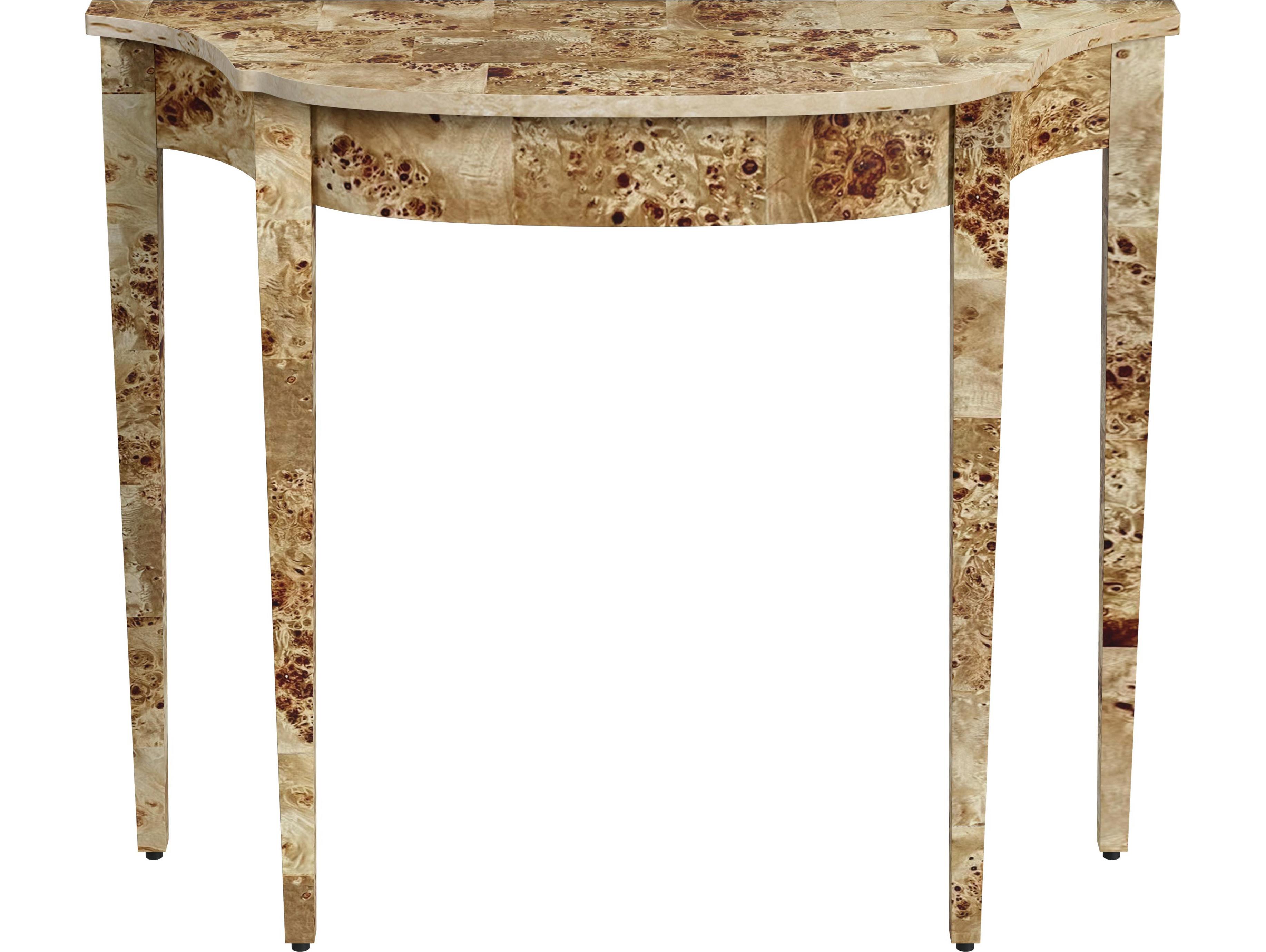 Butler Chester Demilune Wood Light Burl Console Table