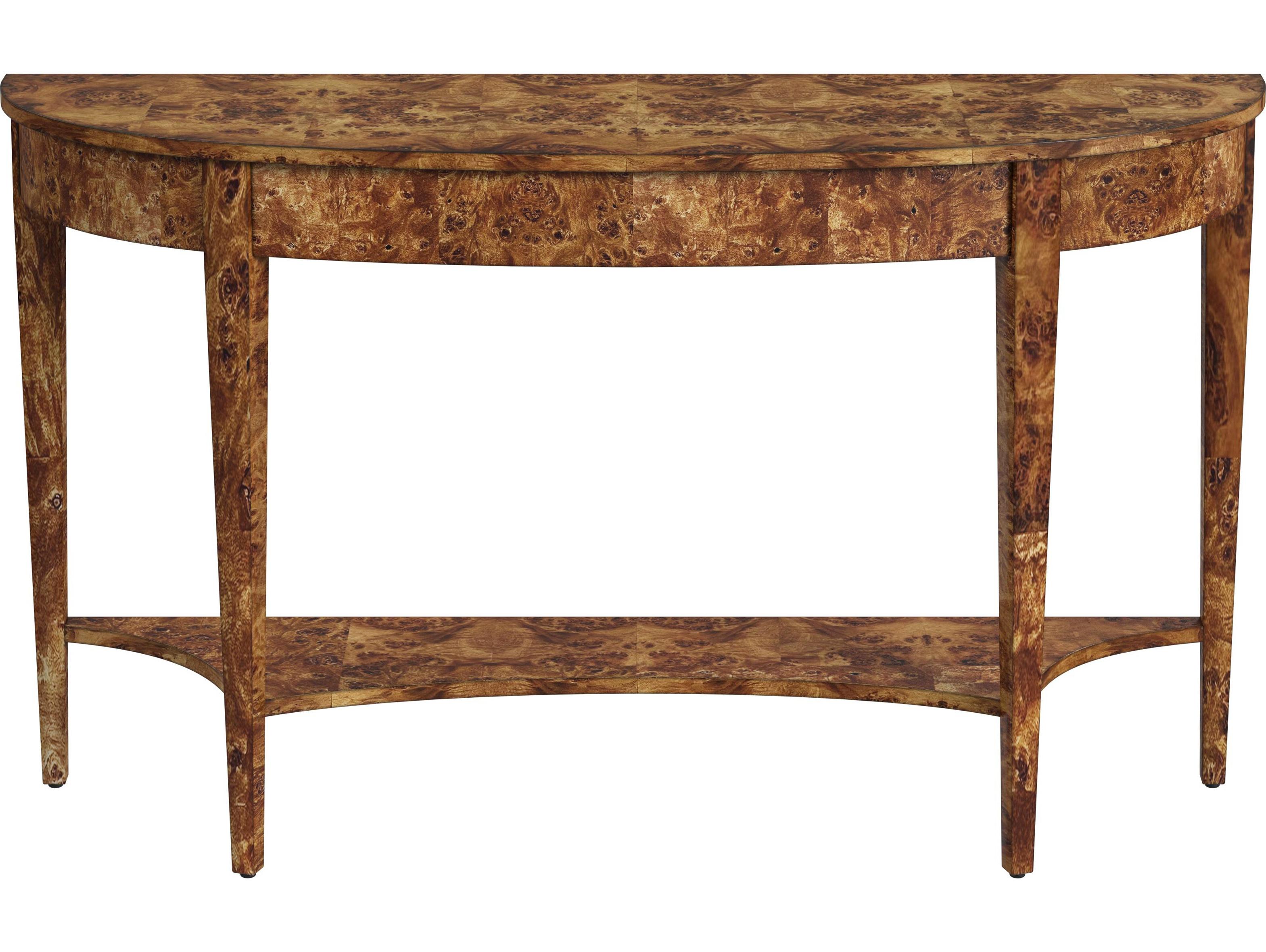 Butler Astor Demilune Wood Traditional Burl Console Table