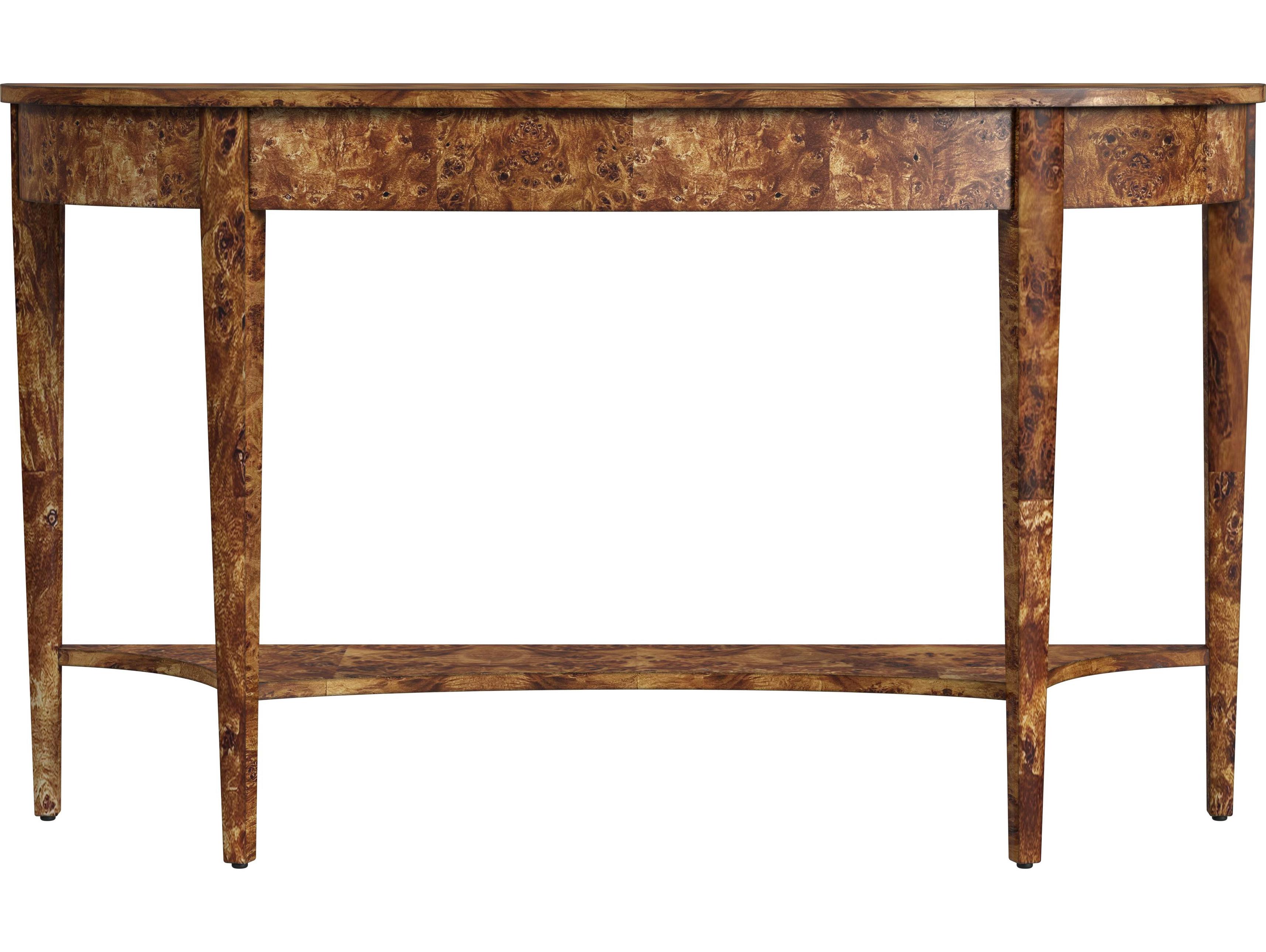 Butler Astor Demilune Wood Traditional Burl Console Table