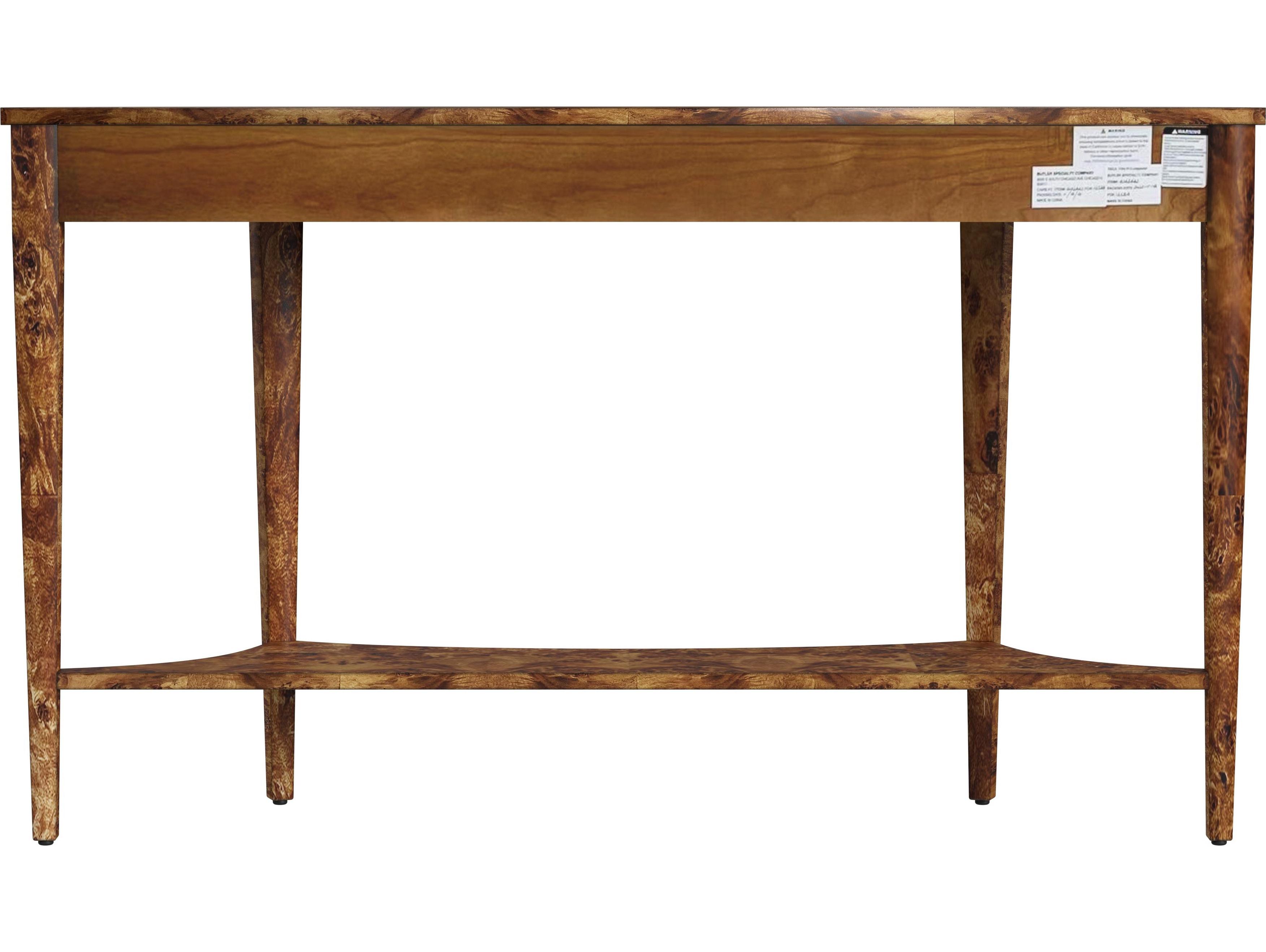 Butler Astor Demilune Wood Traditional Burl Console Table