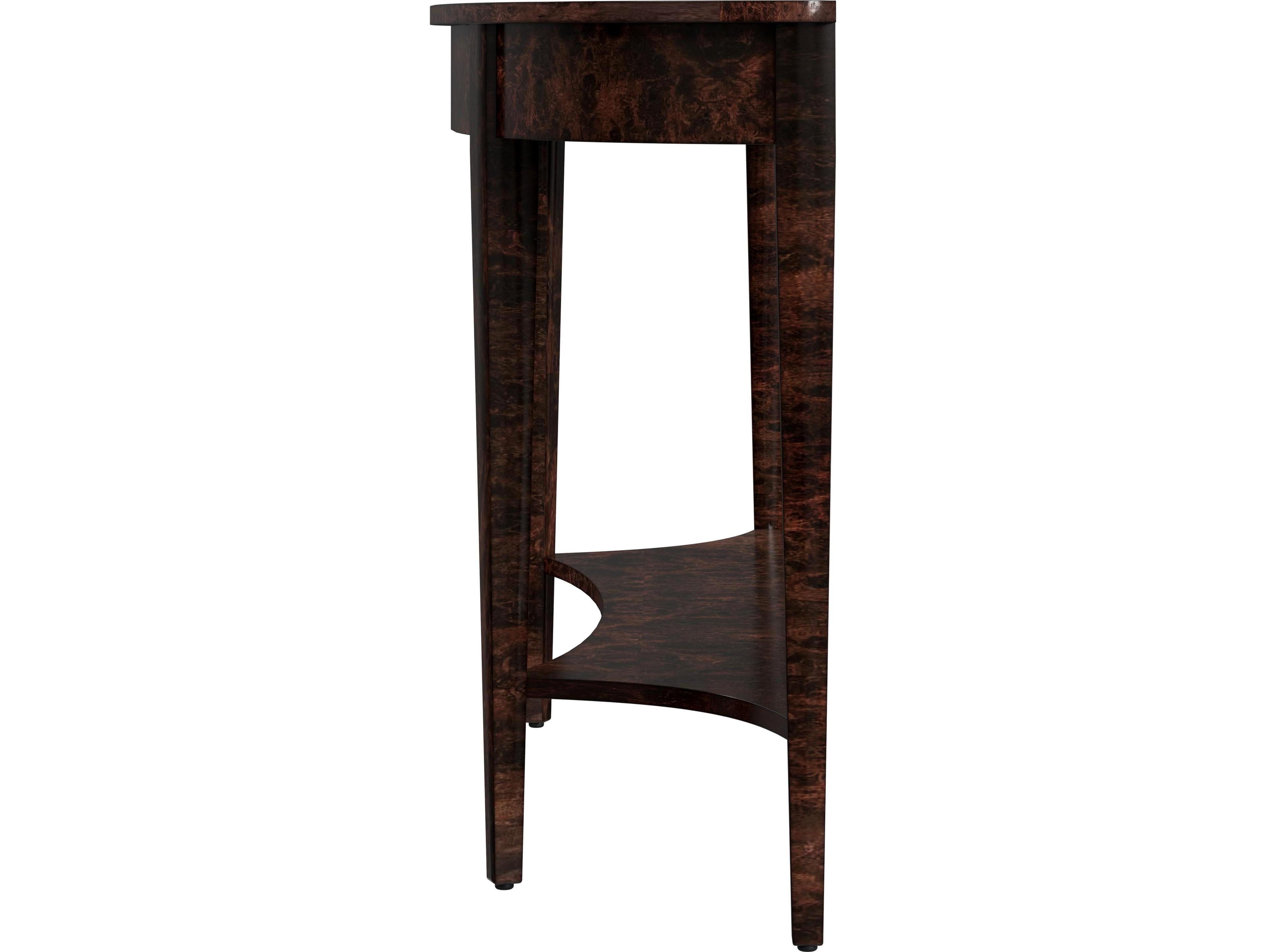 Butler Astor Demilune Wood Dark Burl Console Table