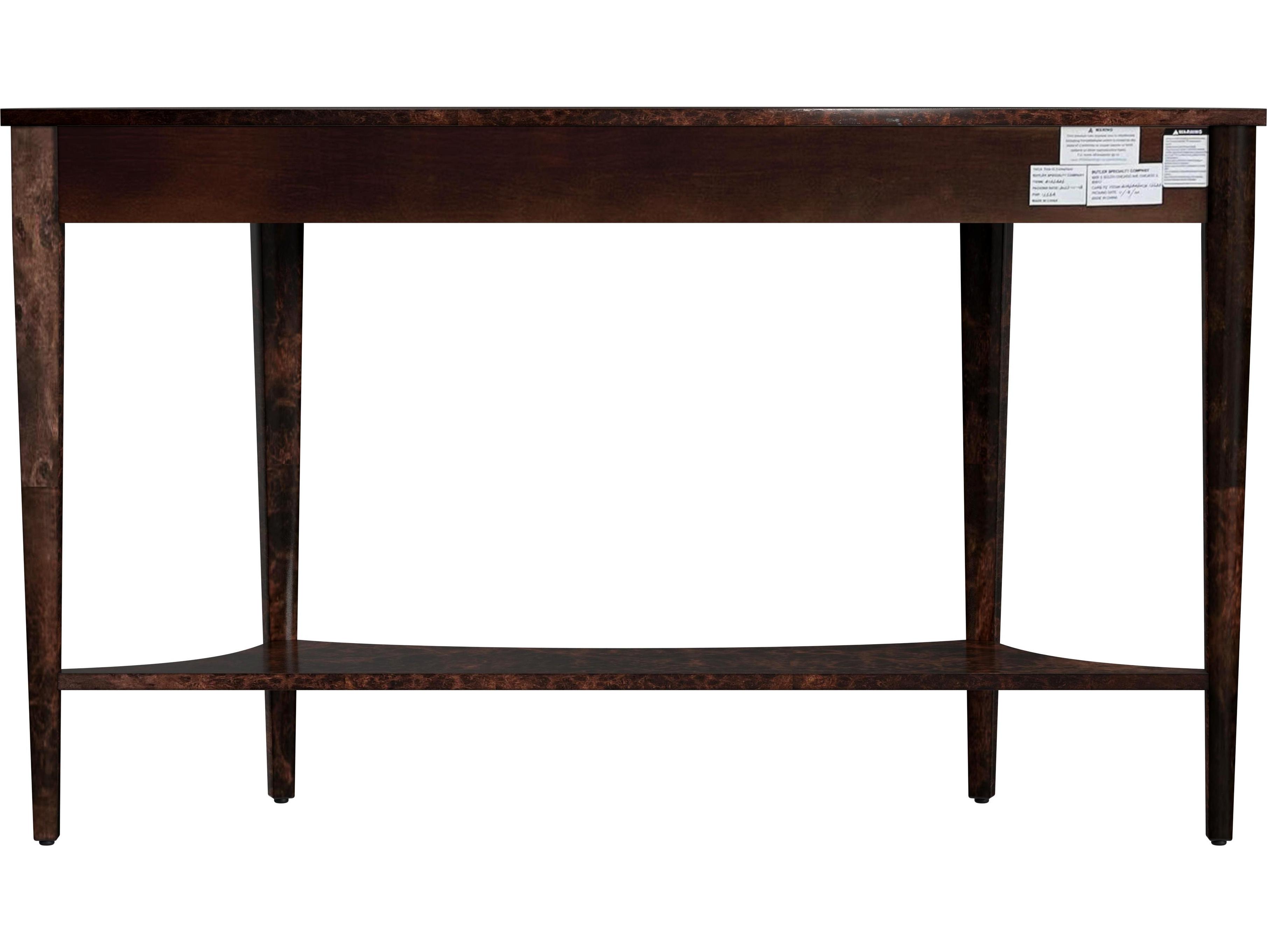 Butler Astor Demilune Wood Dark Burl Console Table