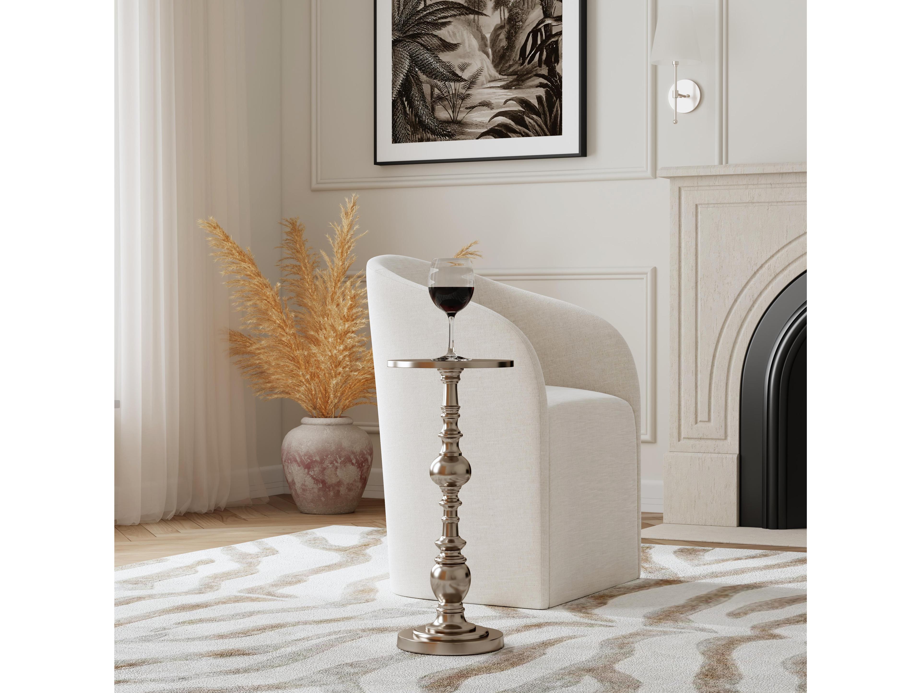 Butler Darien Round Metal Silver End Table