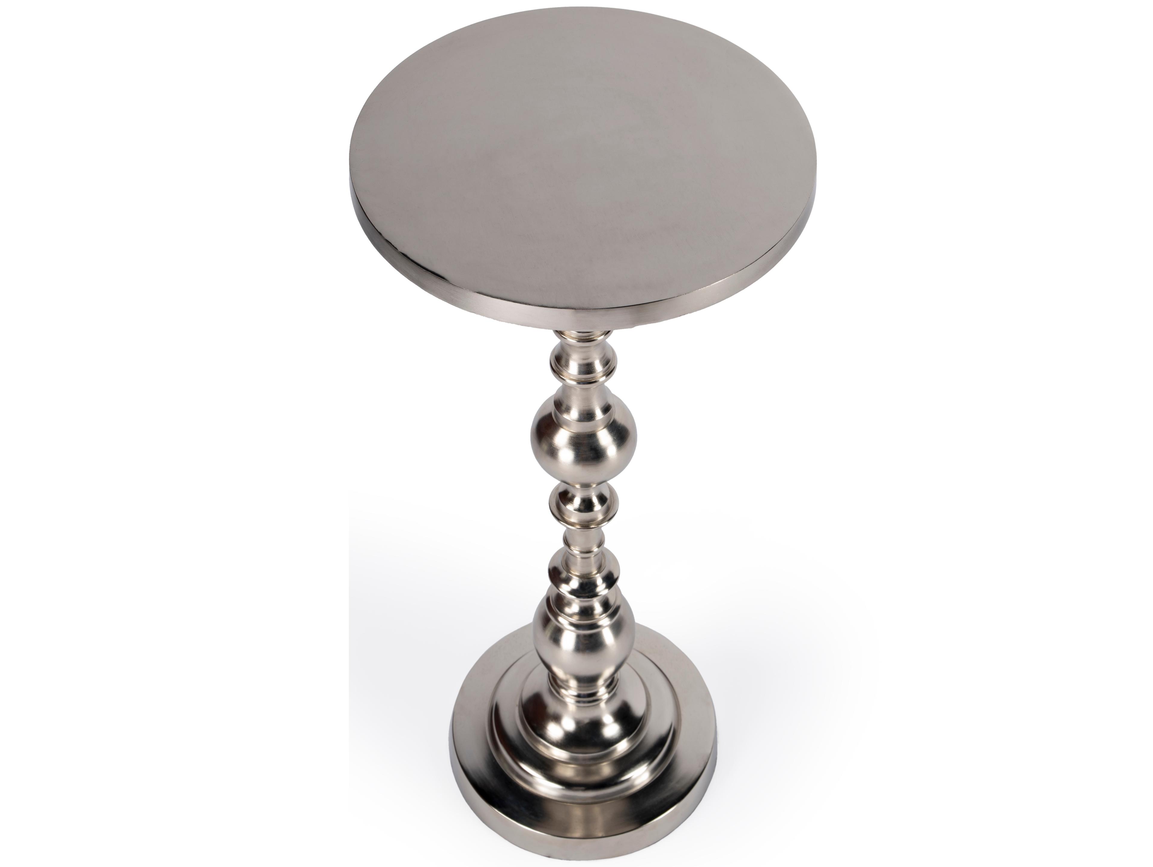 Butler Darien Round Metal Silver End Table