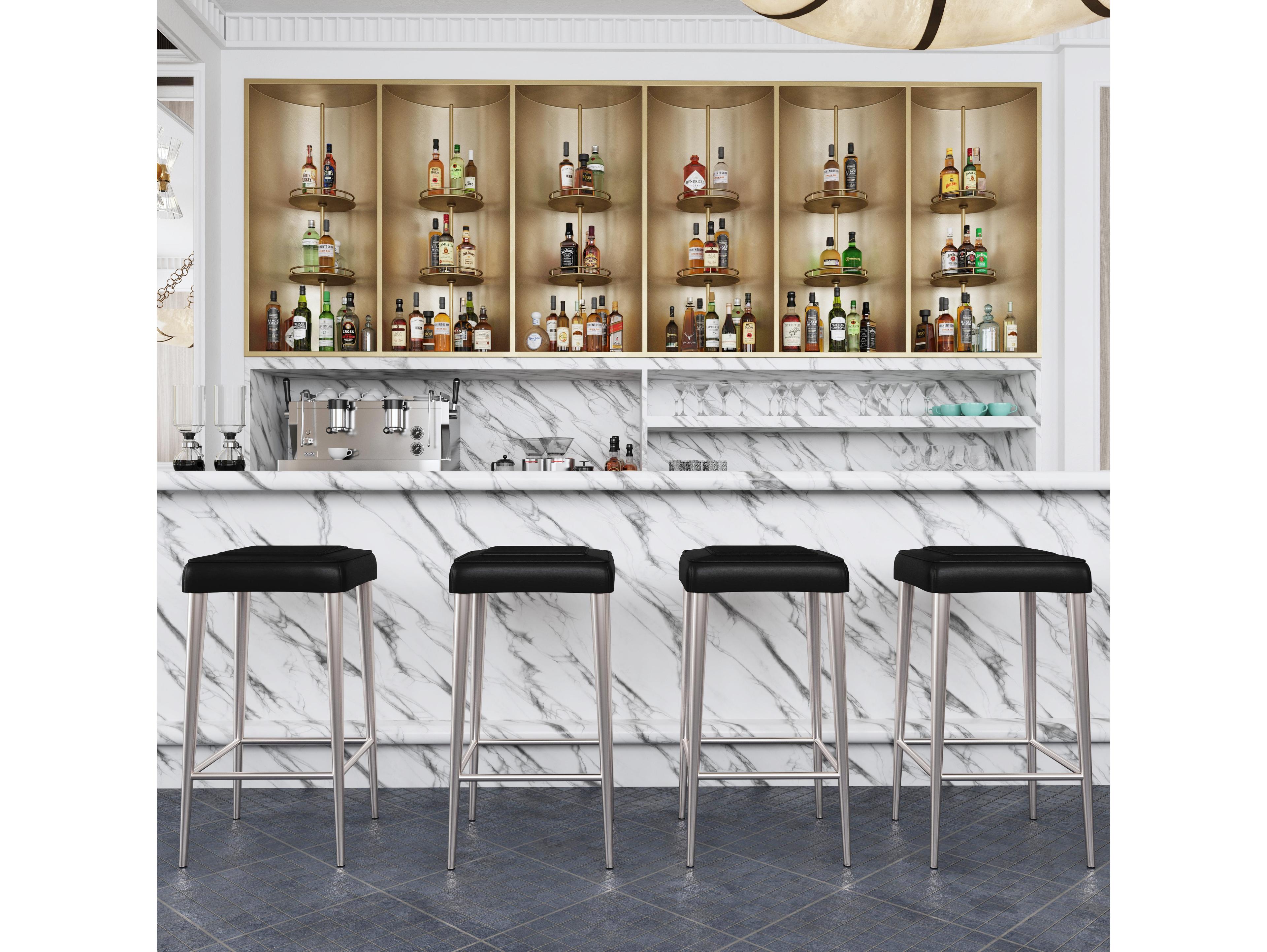 Butler Maxwell Black Leather Bar Stool
