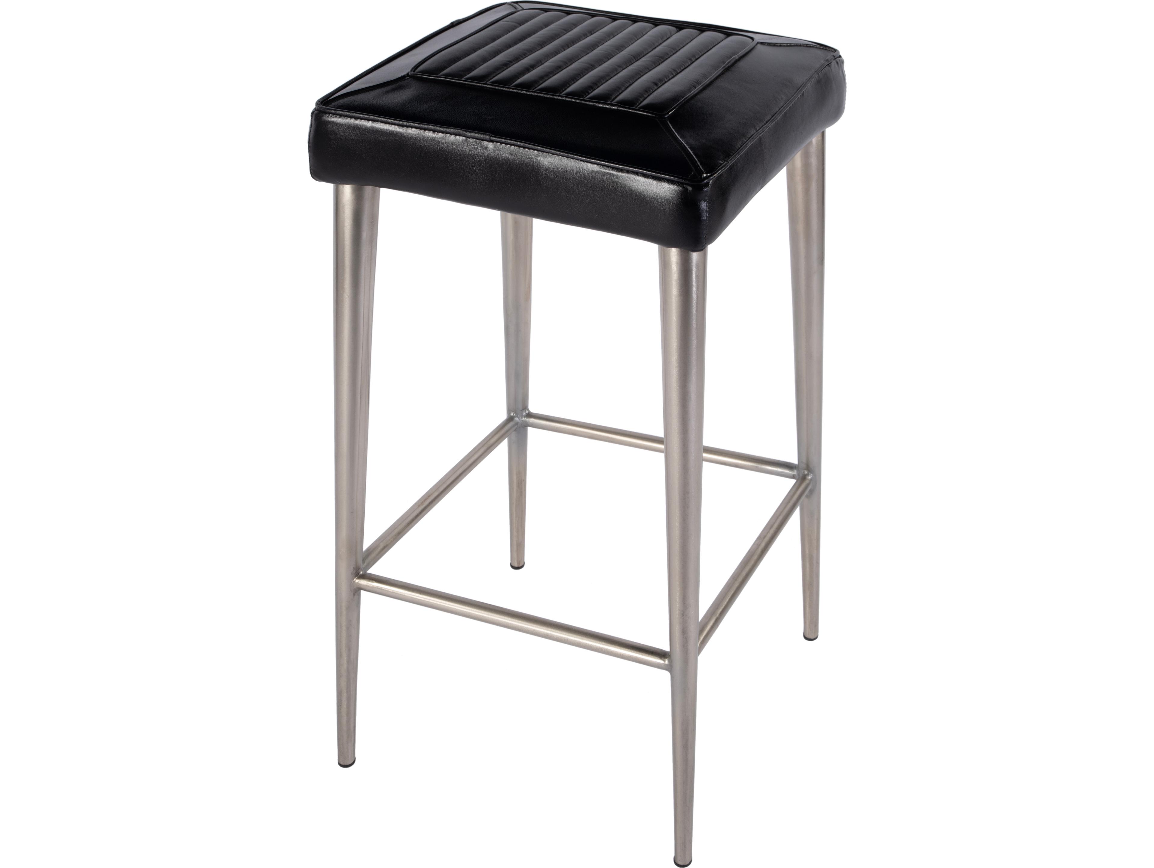 Butler Maxwell Black Leather Bar Stool