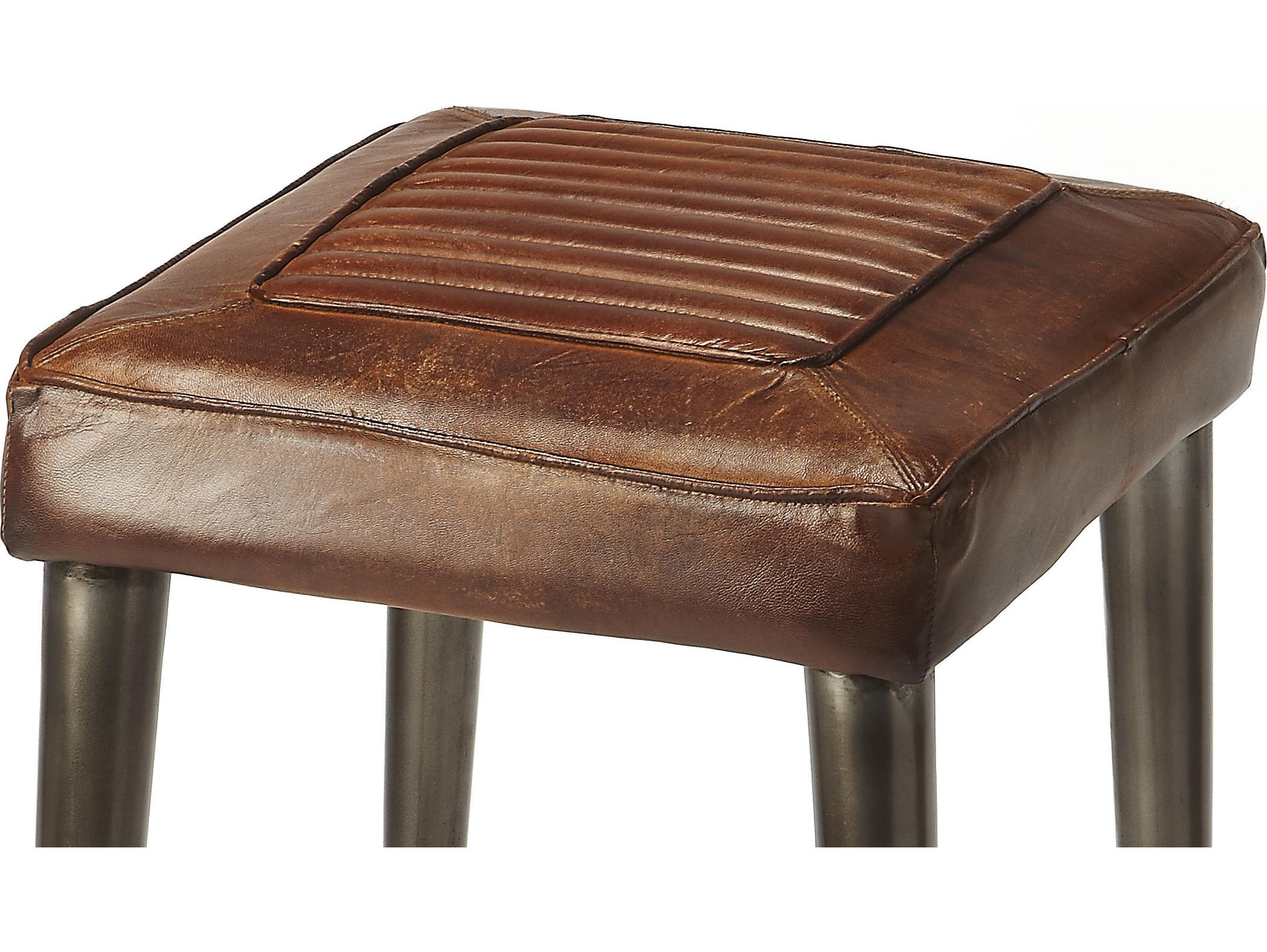 Butler Maxwell Brown Leather Bar Stool
