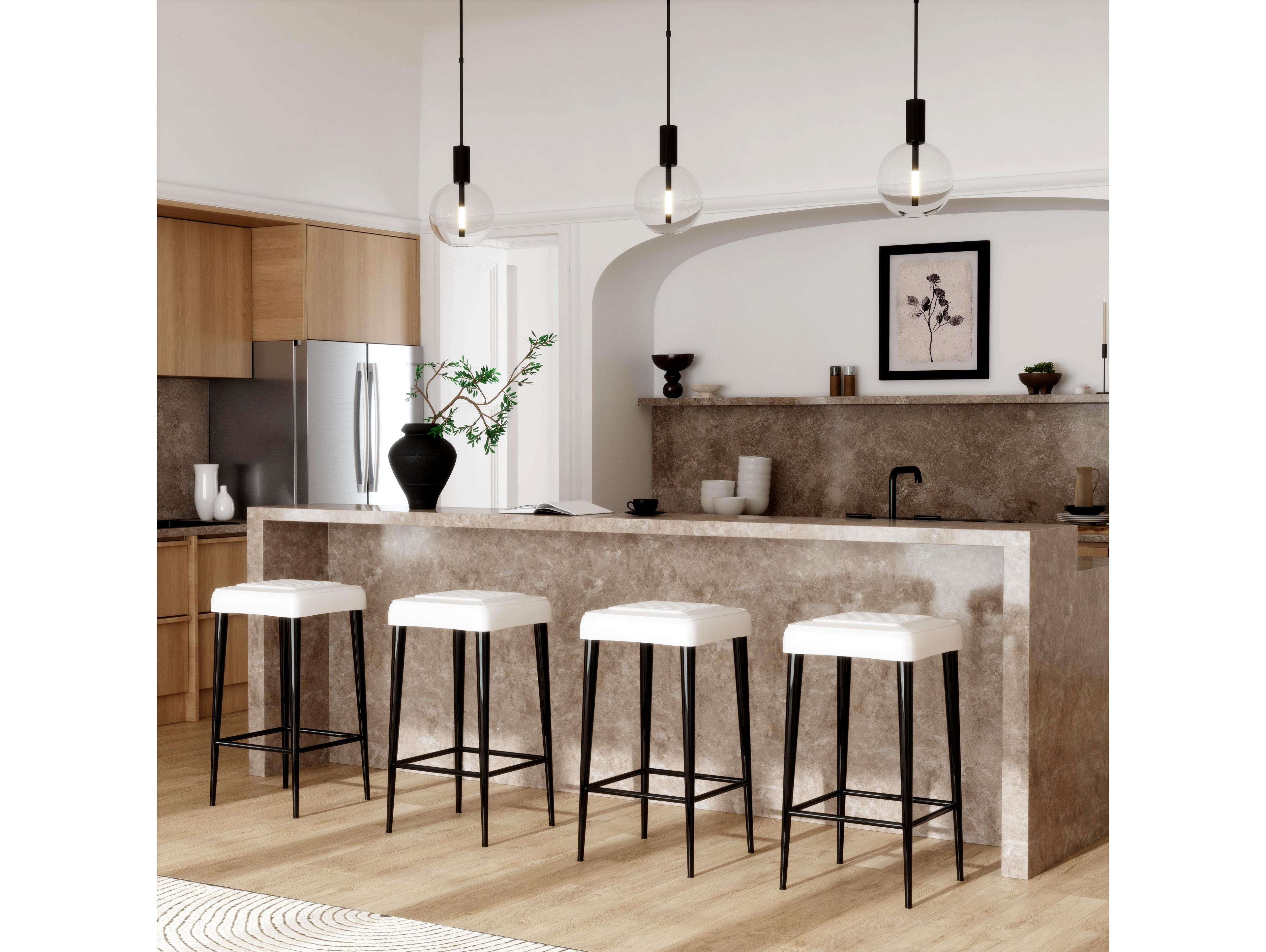 Butler Maxwell White Leather Bar Stool